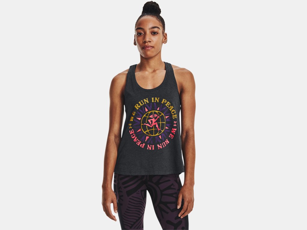 UNDER ARMOUR WOMEN'S RUN IN PEACE TANK CLEARANCE 001 BLACK/PINK SHOCK