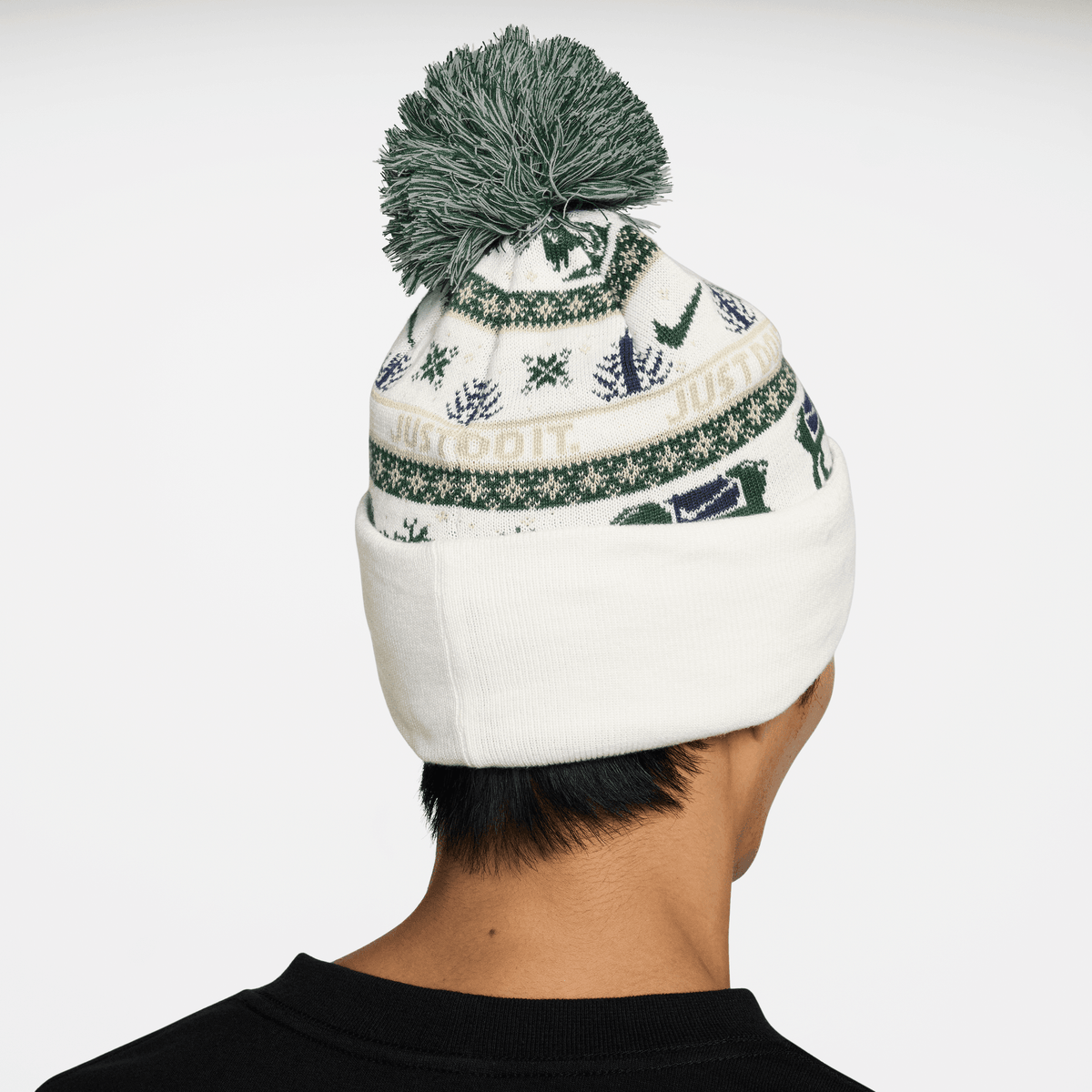 Nike Unisex Adult Peak Beanie in Ivory NIKE PEAK BEANIE - SAIL/FIR/MIDNIGHT | Performance Running  main image 2