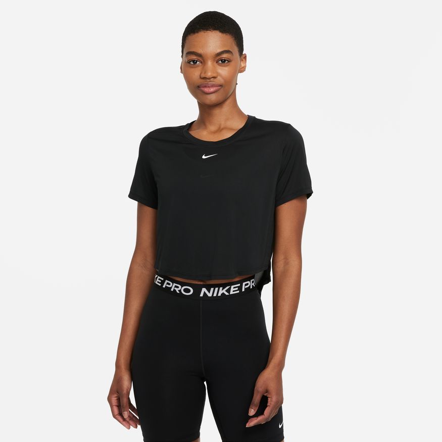 Nike crop top black hotsell and white