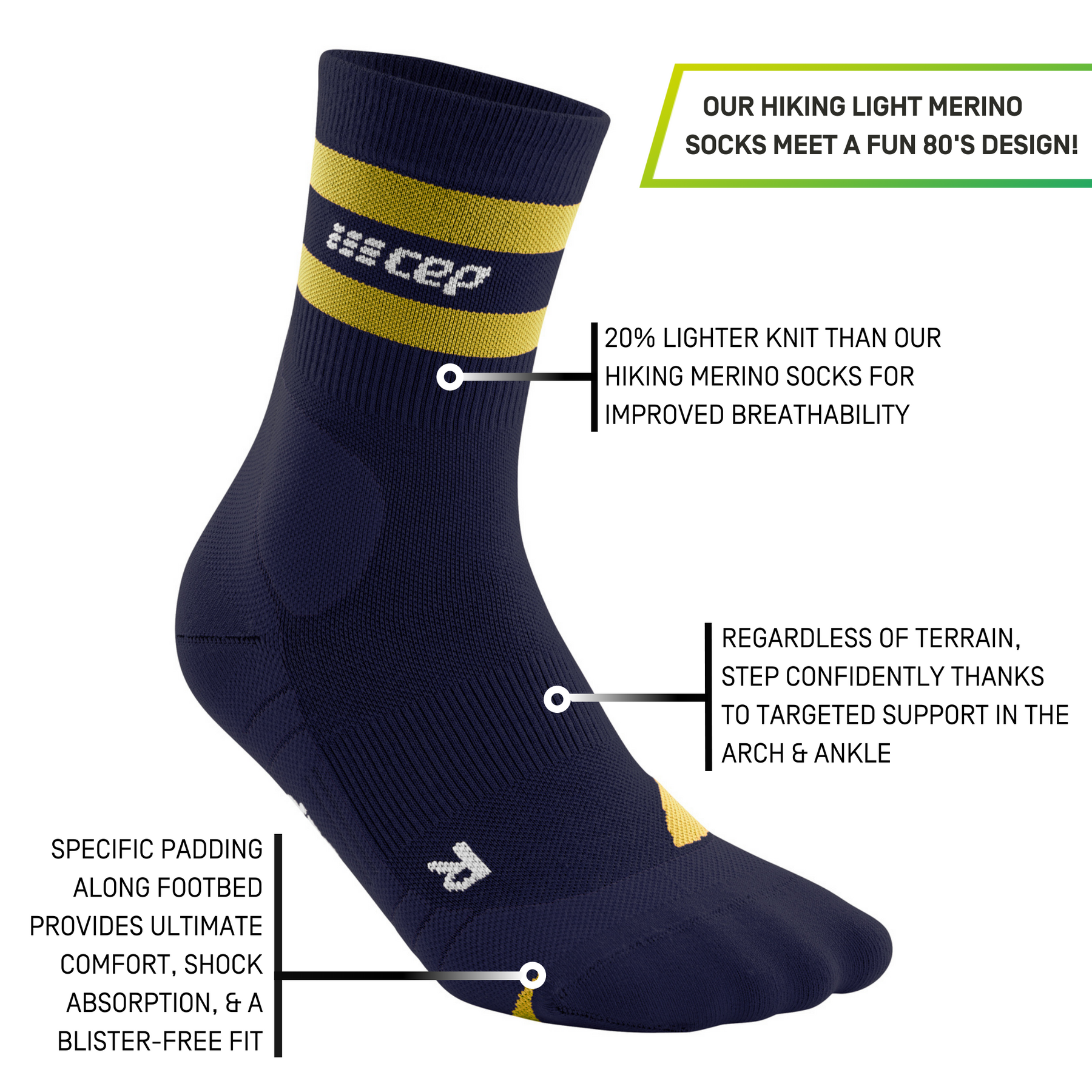 CEP WOMEN'S 80'S HIKING COMPRESSION SOCK 