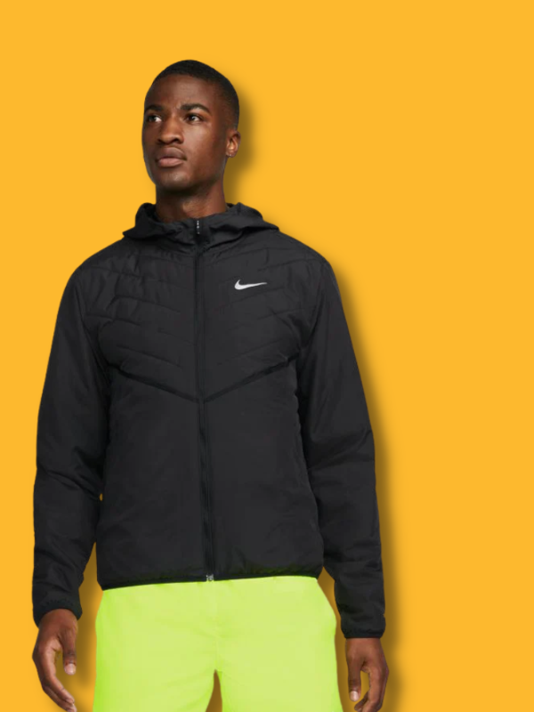 picture of man in black nike jacket. click to shop mens jackets.