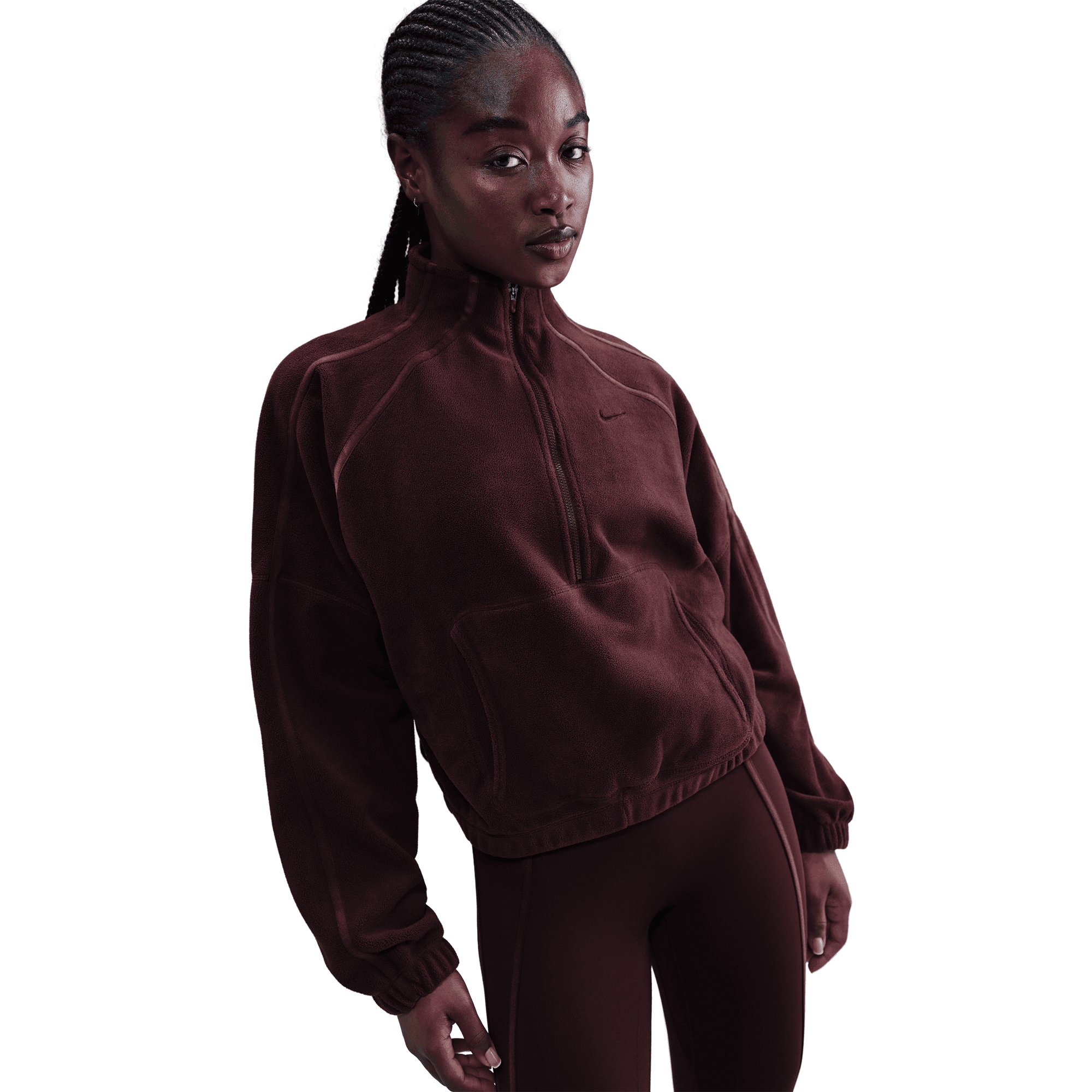 NIKE WOMEN'S THERMA-FIT 1/2 ZIP - BURGUNDY XS