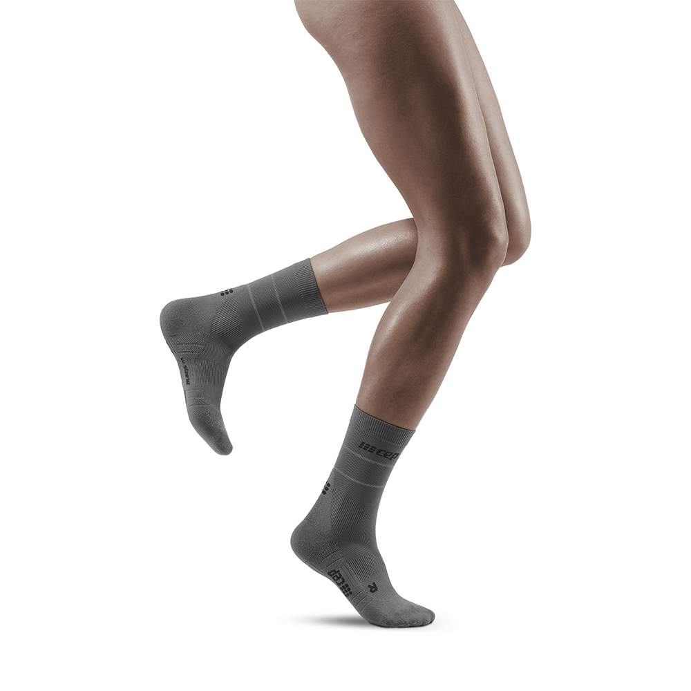 womens reflective mid cut compression socks BLACK