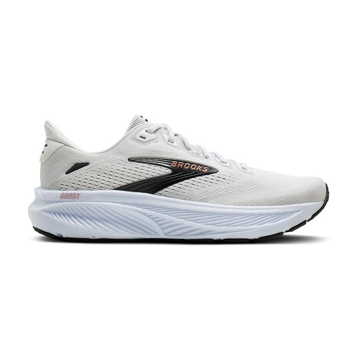 BROOKS WOMEN'S GHOST 18 - B - WHITE/BLACK/ROSE GOLD 5.0