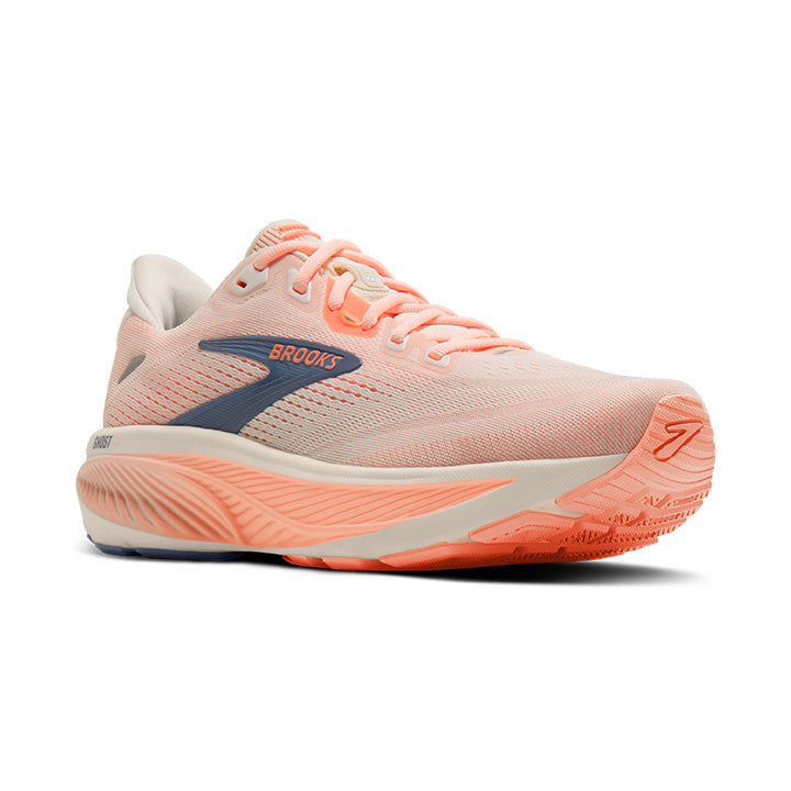 BROOKS WOMEN'S GHOST 18 - B - STAR WHITE/CYBER PEACH/GREY