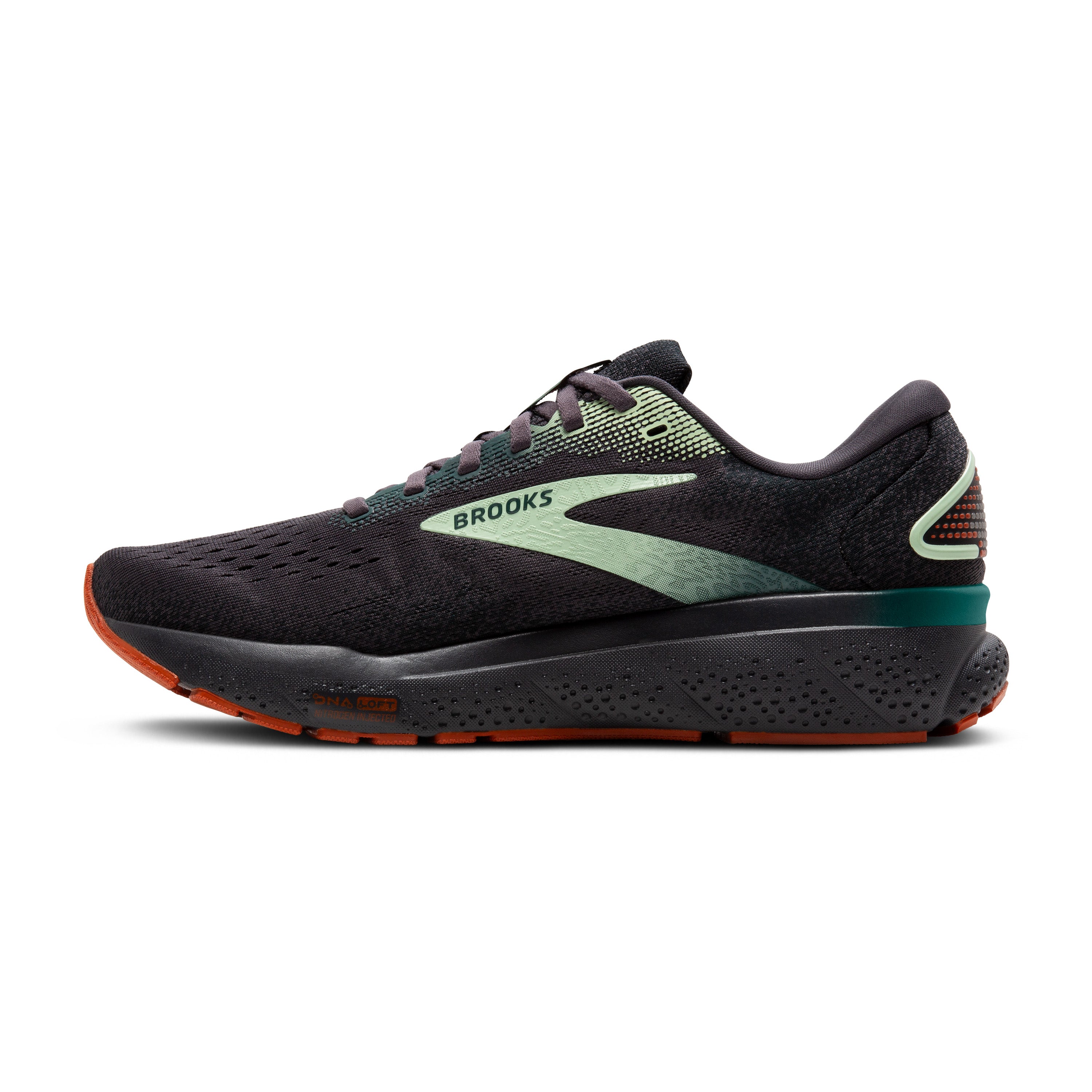 BROOKS MEN'S GHOST 16 - D - 038 BLACKENED PEARL/JUNE BUG/GREEN 