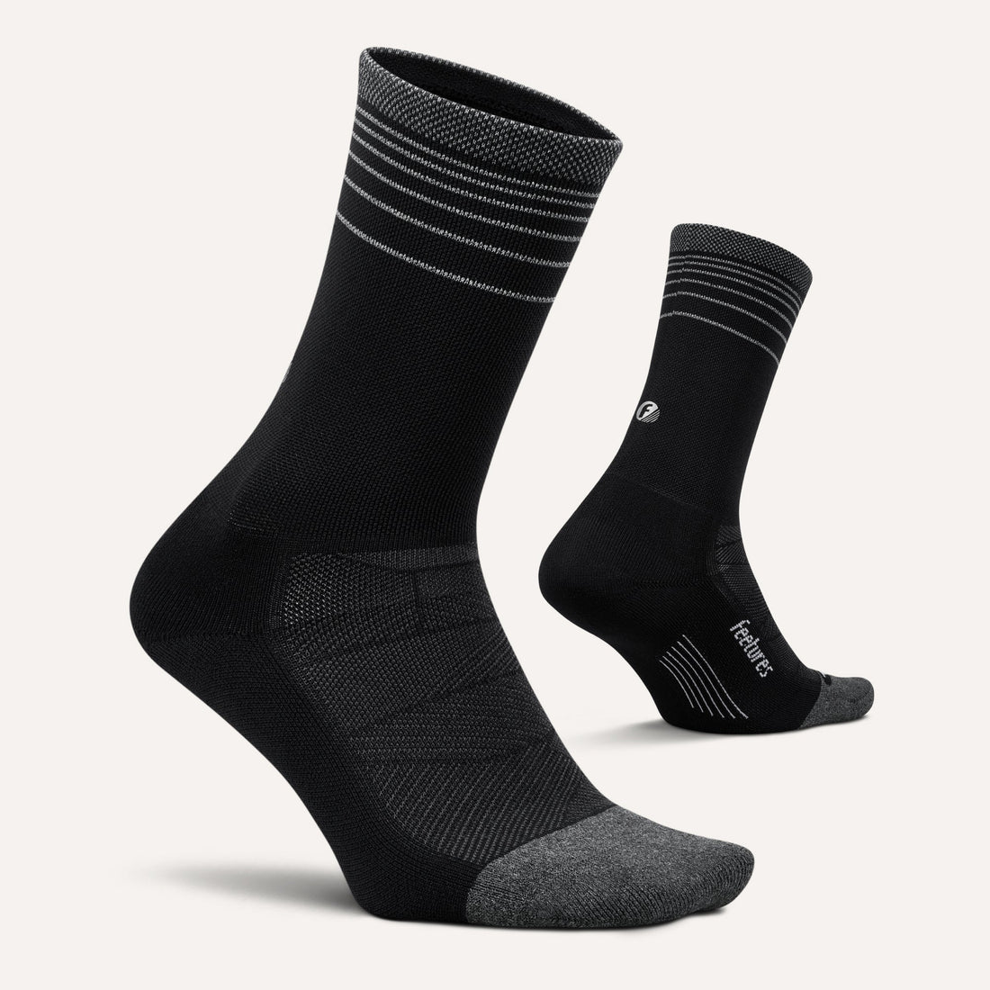 FEETURES ELITE LIGHT CUSHION REFLECTIVE MINI CREW - BLACK FLASH
