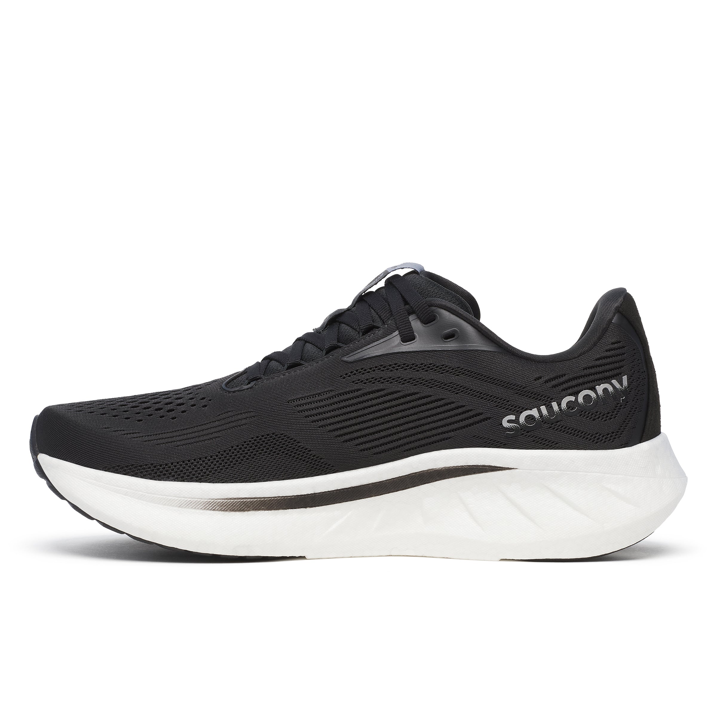 SAUCONY MEN'S RIDE 18 - D - 100 BLACK/WHITE