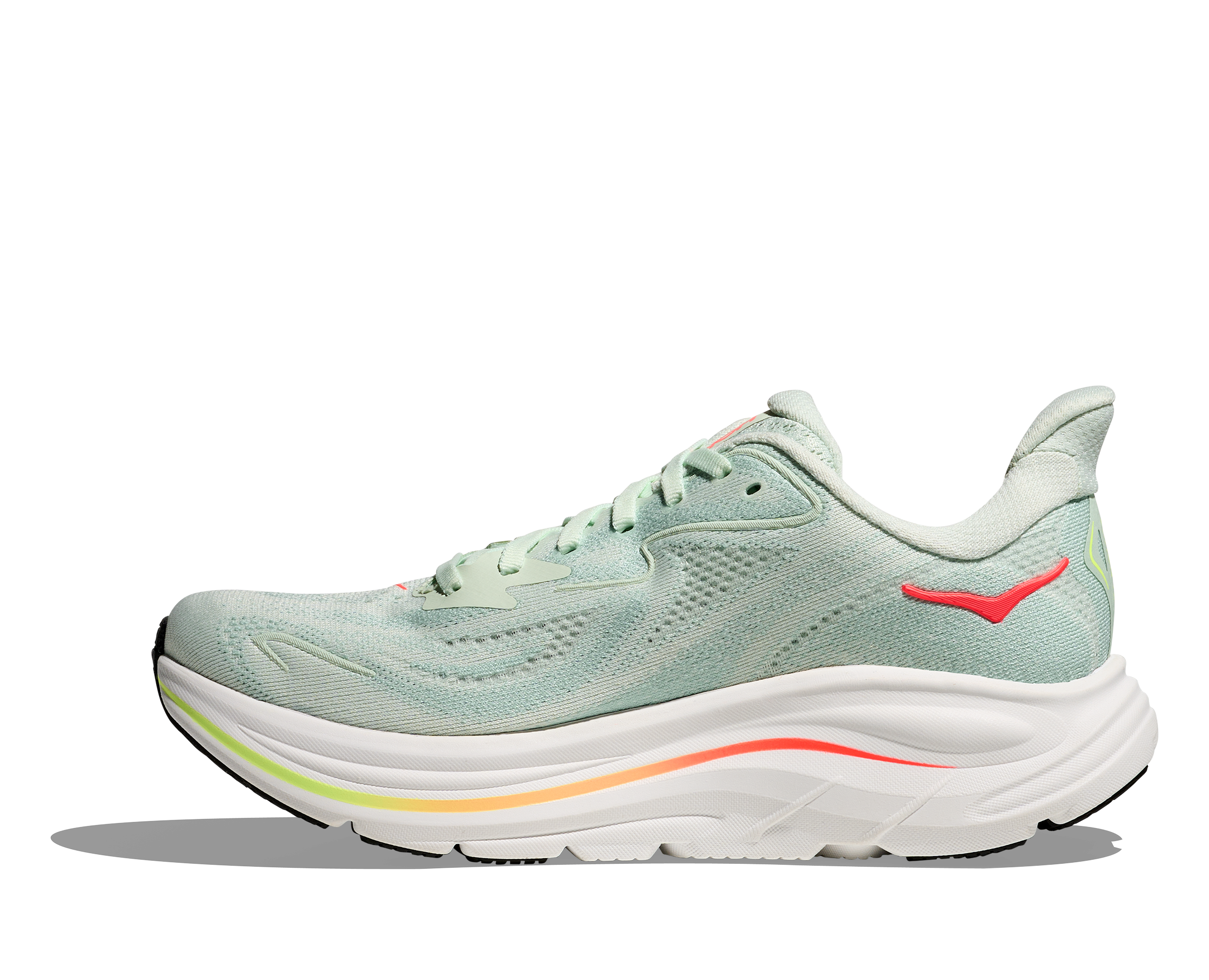 HOKA WOMEN'S CLIFTON 10 - B - SEA GLASS/NEON FLAME
