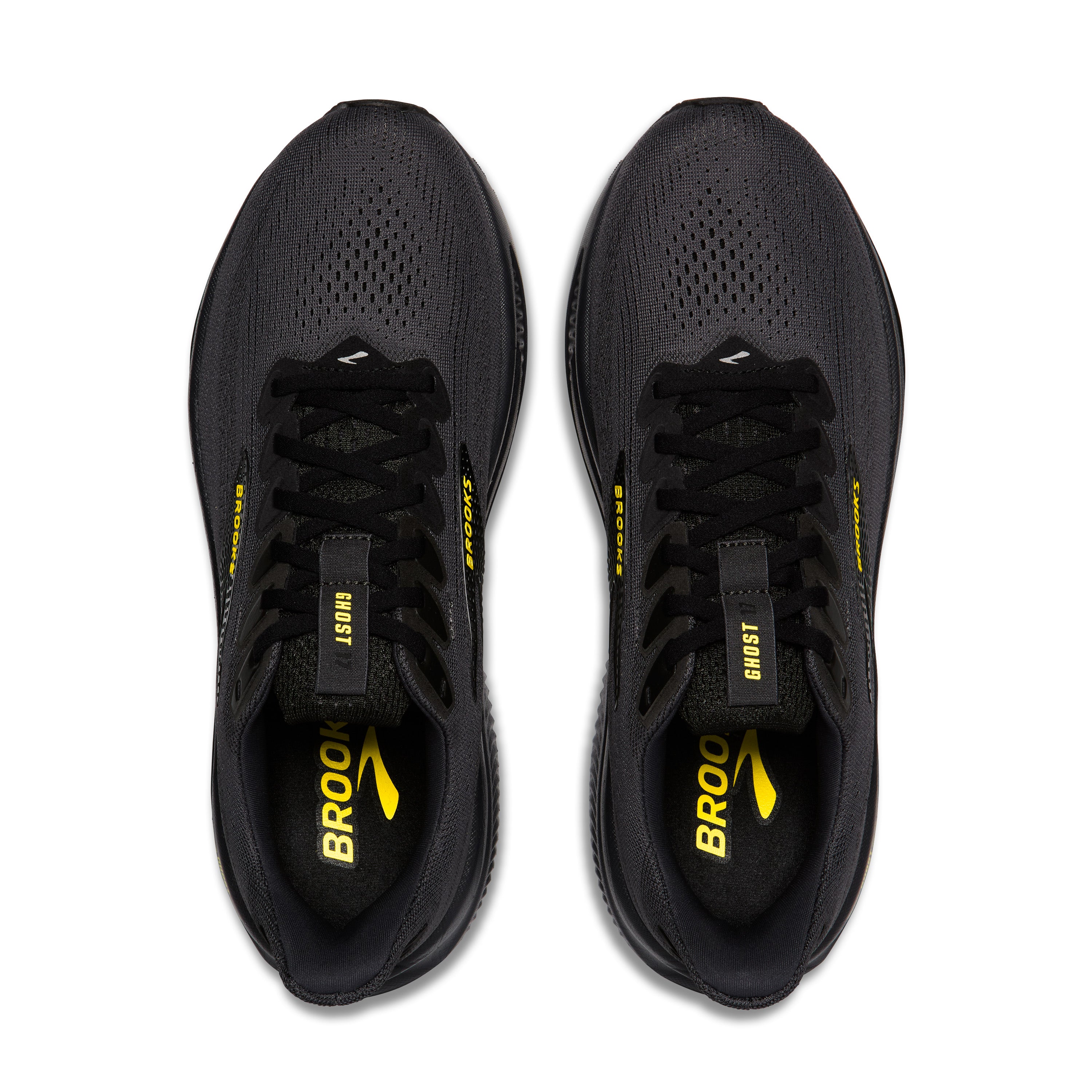 BROOKS MEN'S GHOST 17 - D - EBONY/BLACK/YELLOW