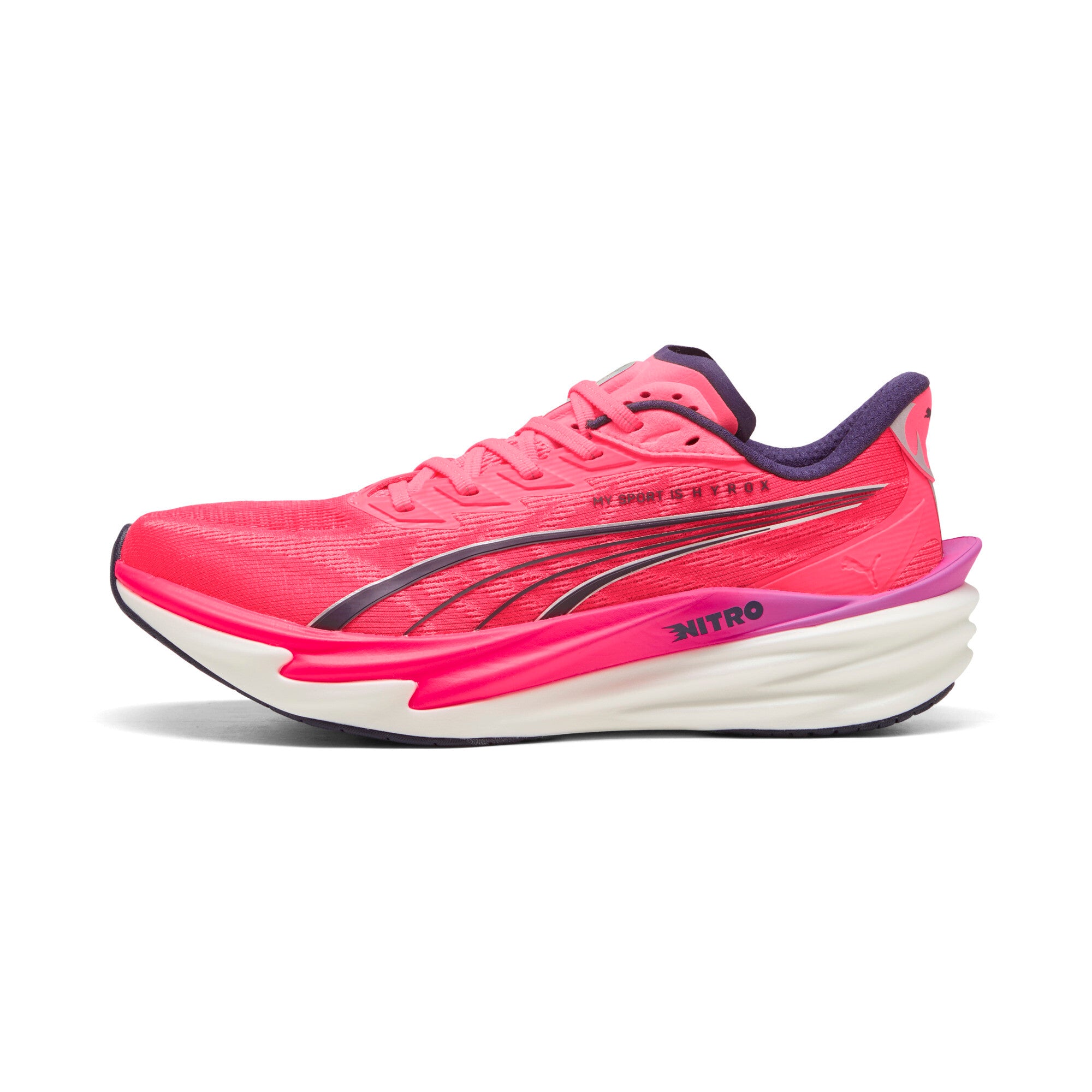 PUMA MEN'S DEVIATE NITRO 4 HYROX - D - WHITE/ORCHID/PURE PINK