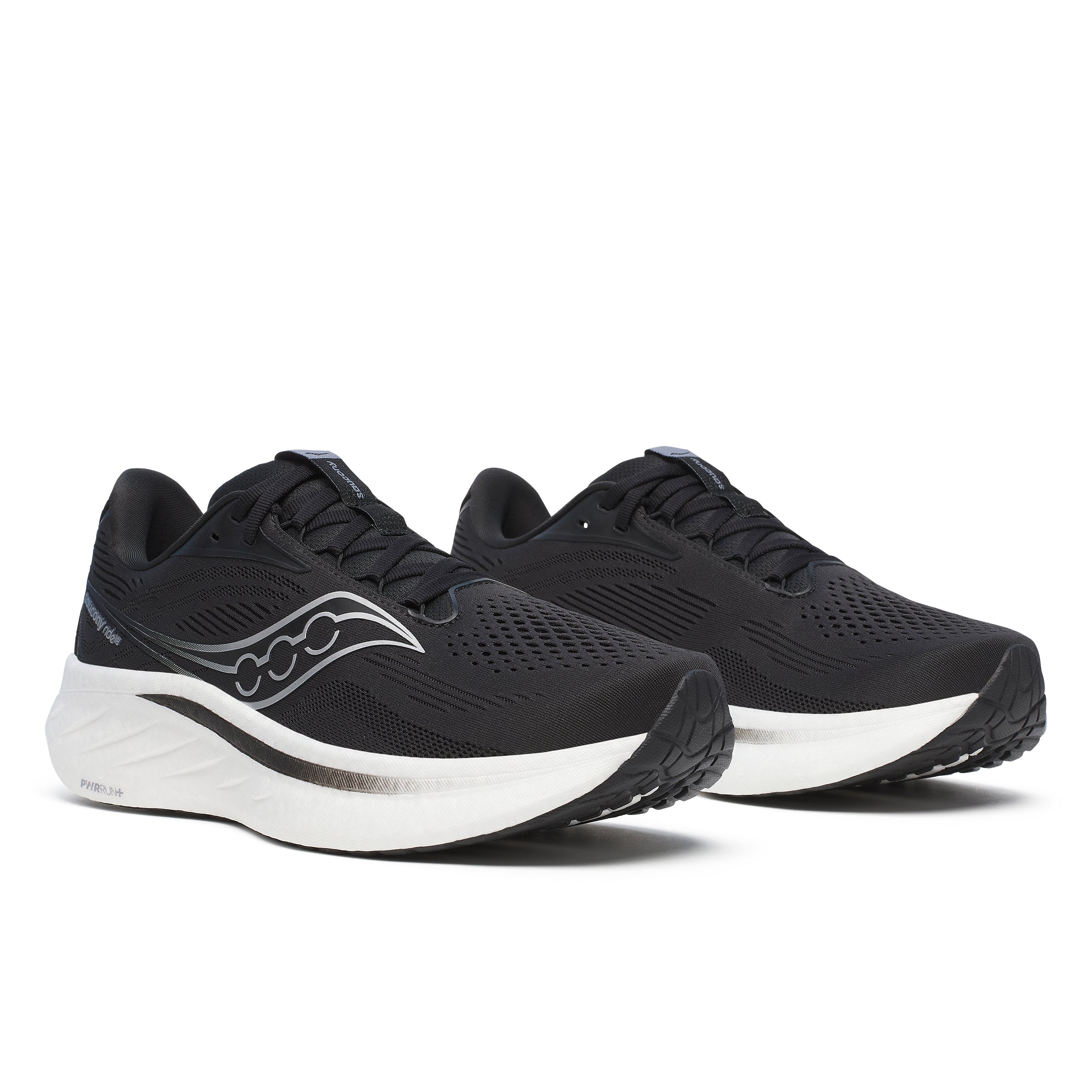 SAUCONY MEN'S RIDE 18 - D - 100 BLACK/WHITE