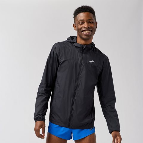 MEN'S CANOPY PACKABLE JACKET - BLACK | Performance Running Outfitters