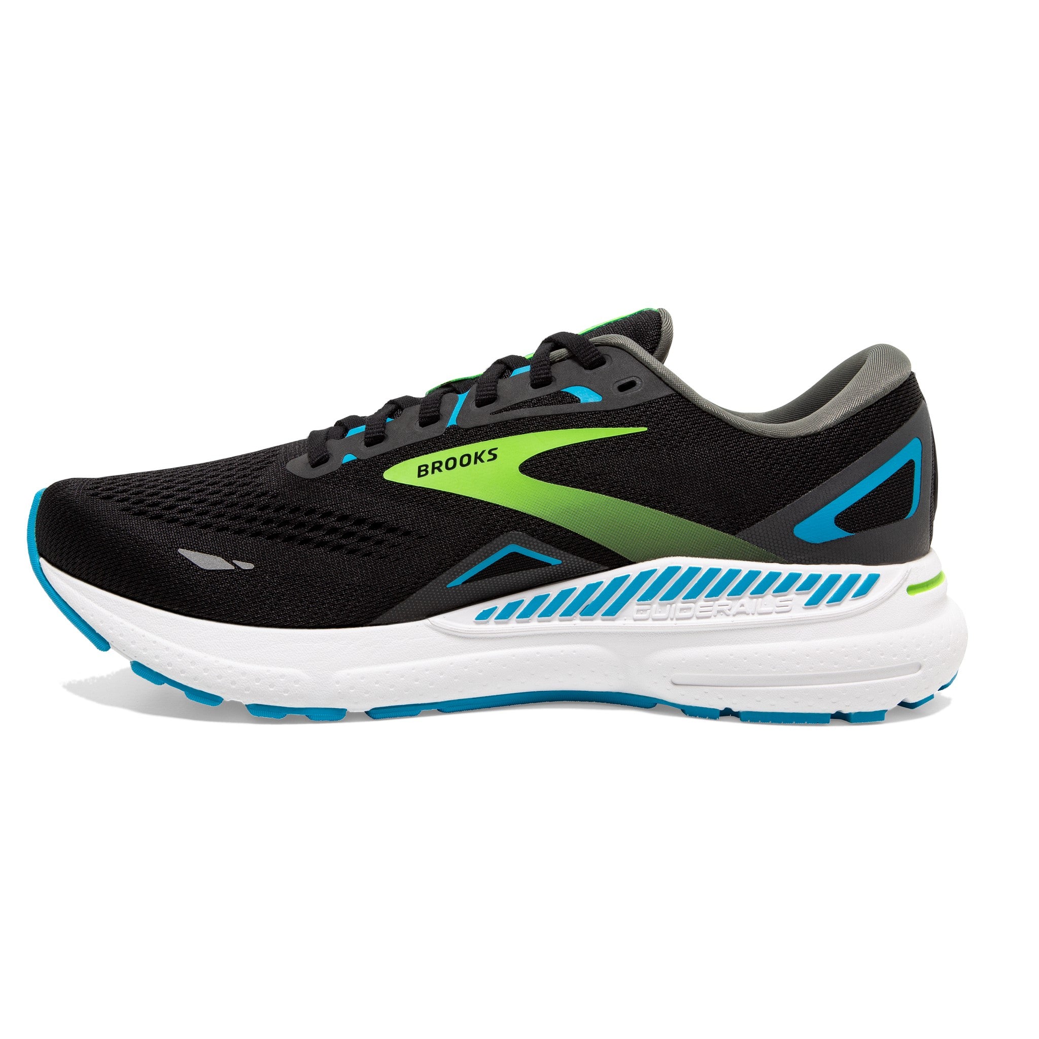 BROOKS MEN'S ADRENALINE 23 - NARROW B - 006 BLACK/HAWAIIAN OCEAN/GREEN - 10.5 