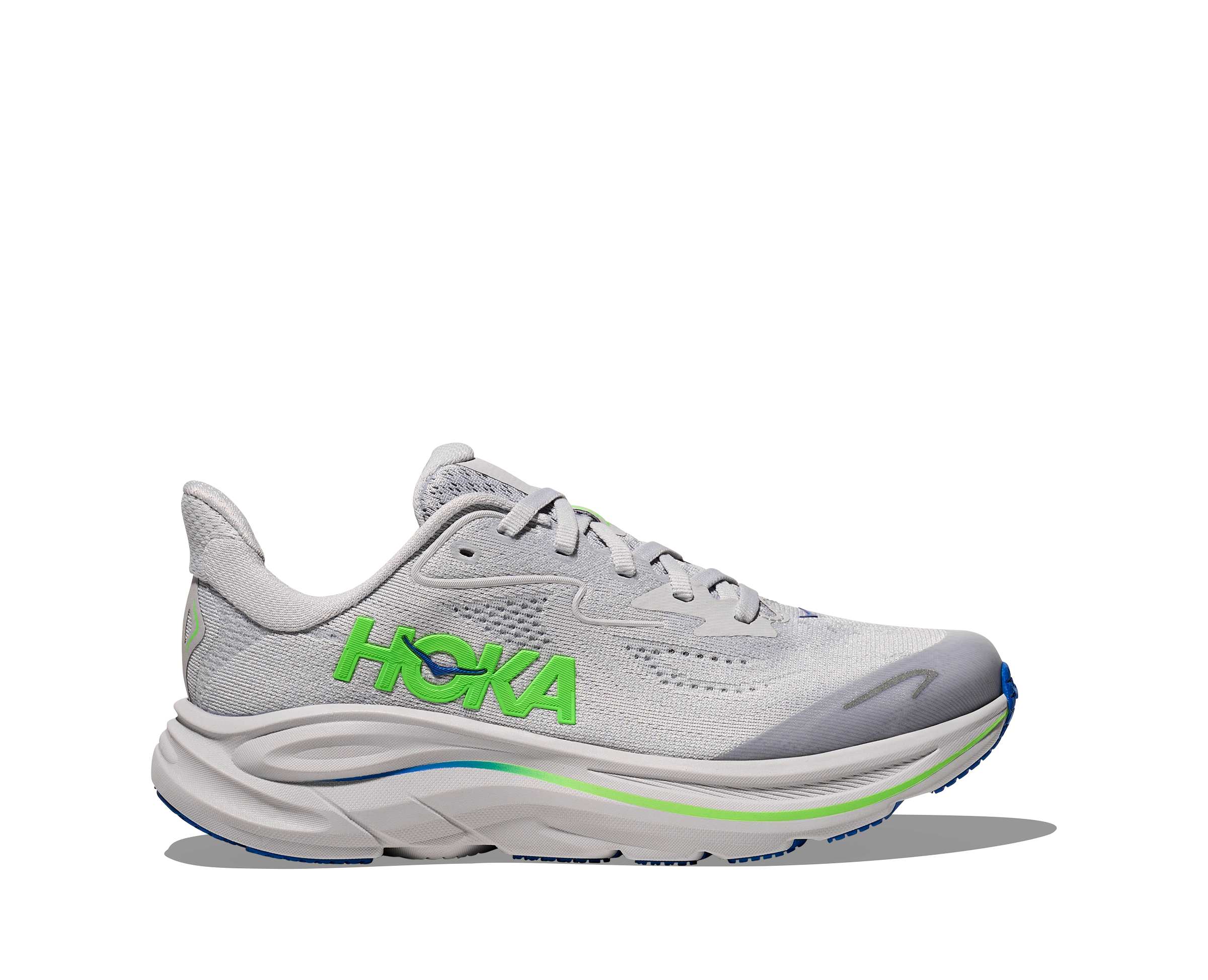 HOKA MEN'S CLIFTON 10 - D - ASH GREY/NEON GREEN 7.0