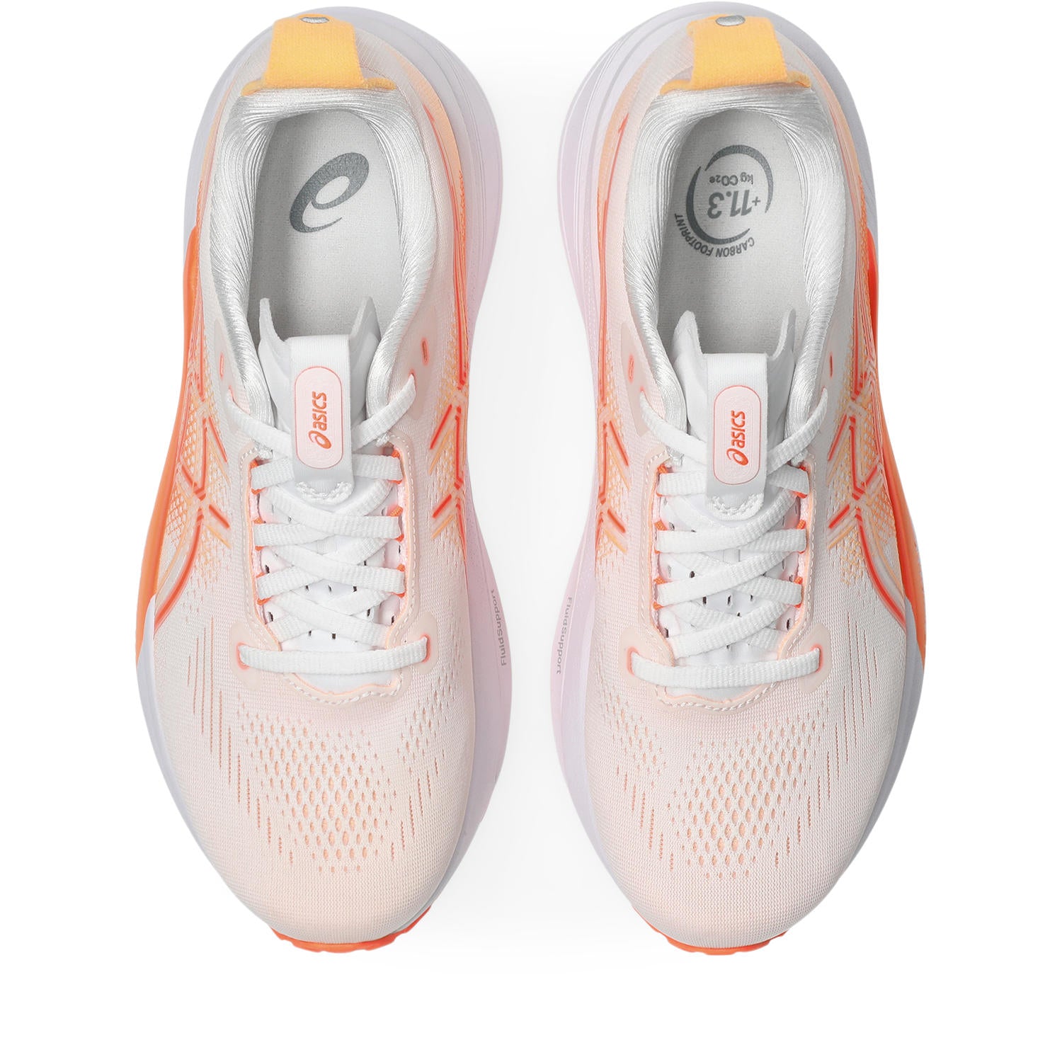 ASICS WOMEN'S KAYANO 33 - WHITE/VIVID CORAL