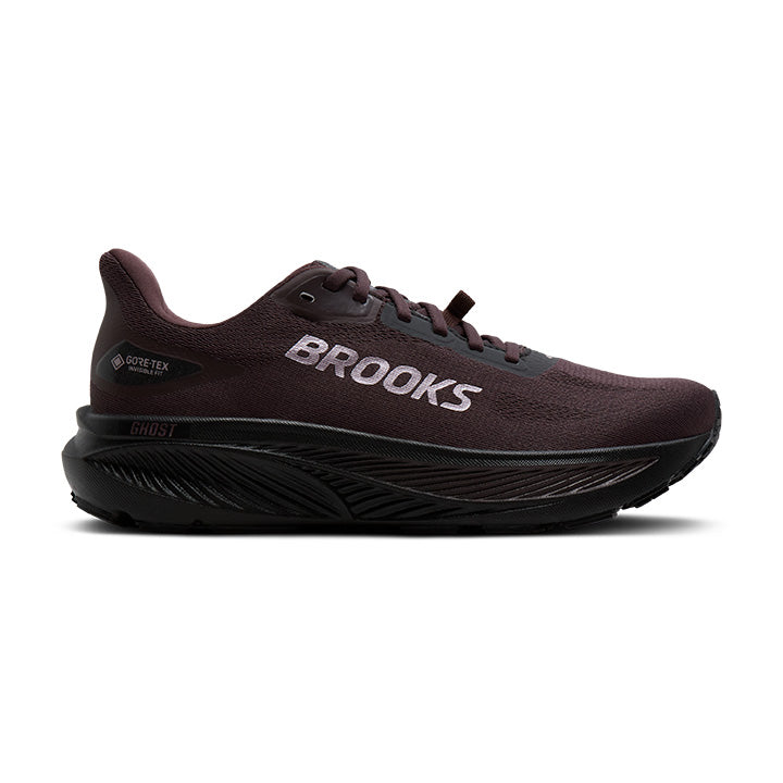 BROOKS WOMEN'S GHOST 18 GTX - B - RAISIN/BLACK 541 RAISIN/BLACK/METALLIC