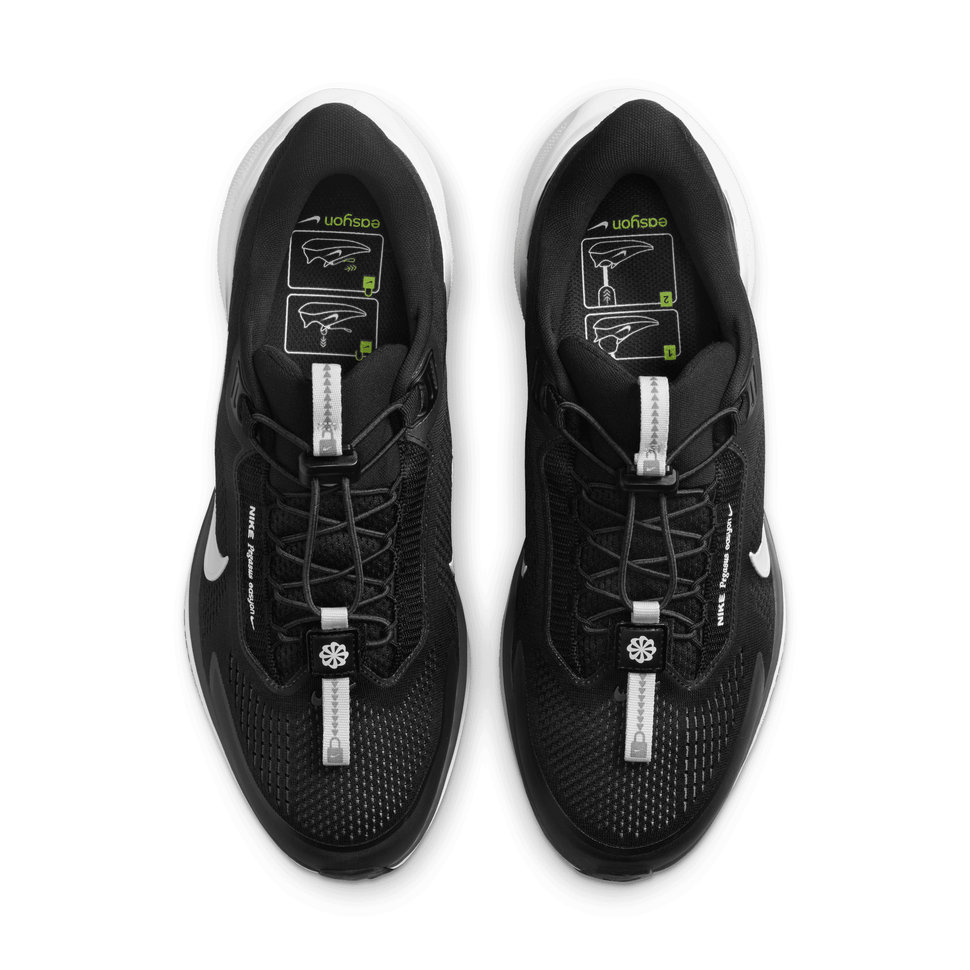 NIKE MEN'S PEGASUS EASY-ON - D - 002 BLACK/WHITE 