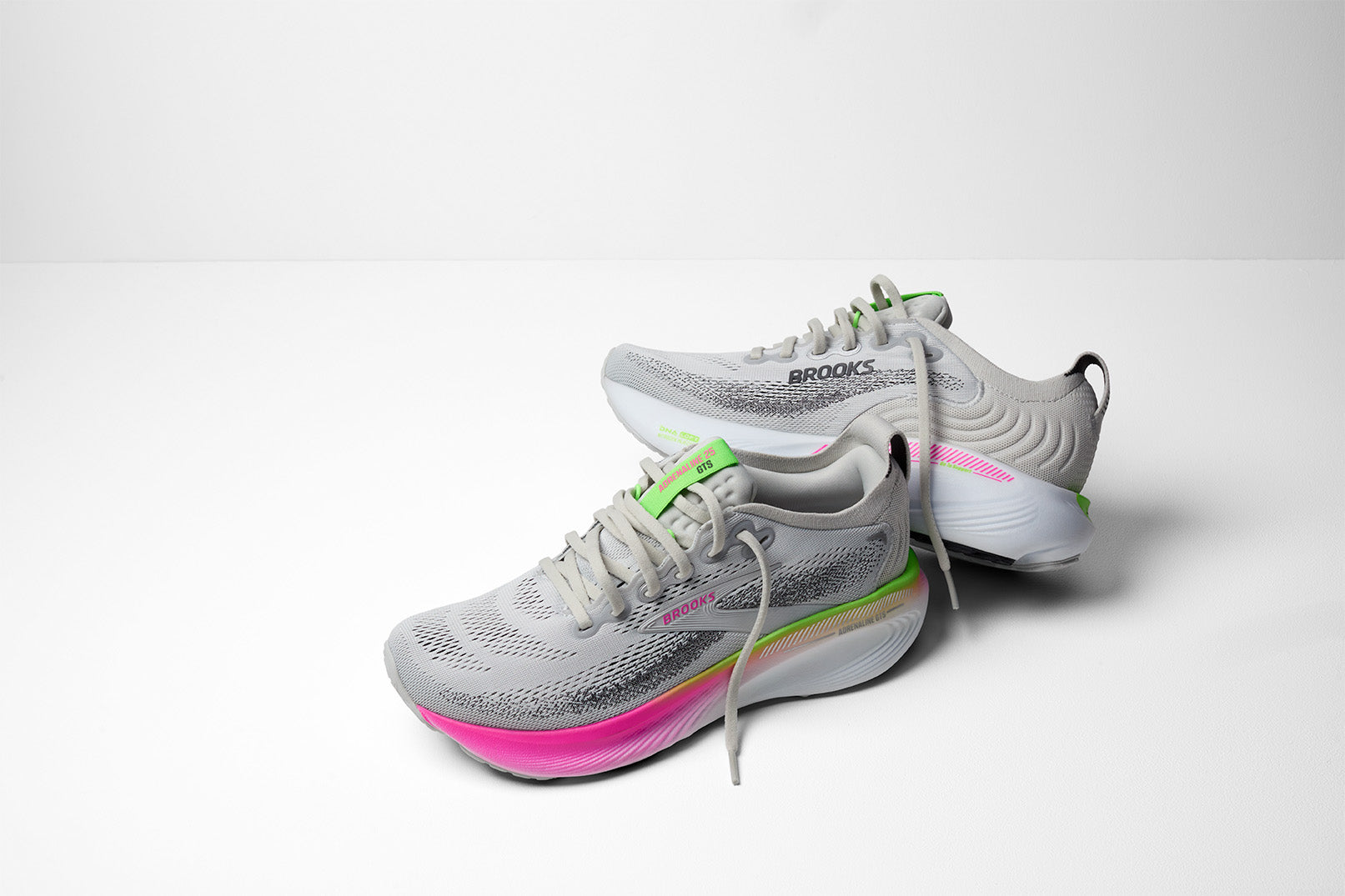 BROOKS WOMEN'S ADRENALINE GTS 25 - B - OYSTER/PINK/GREEN