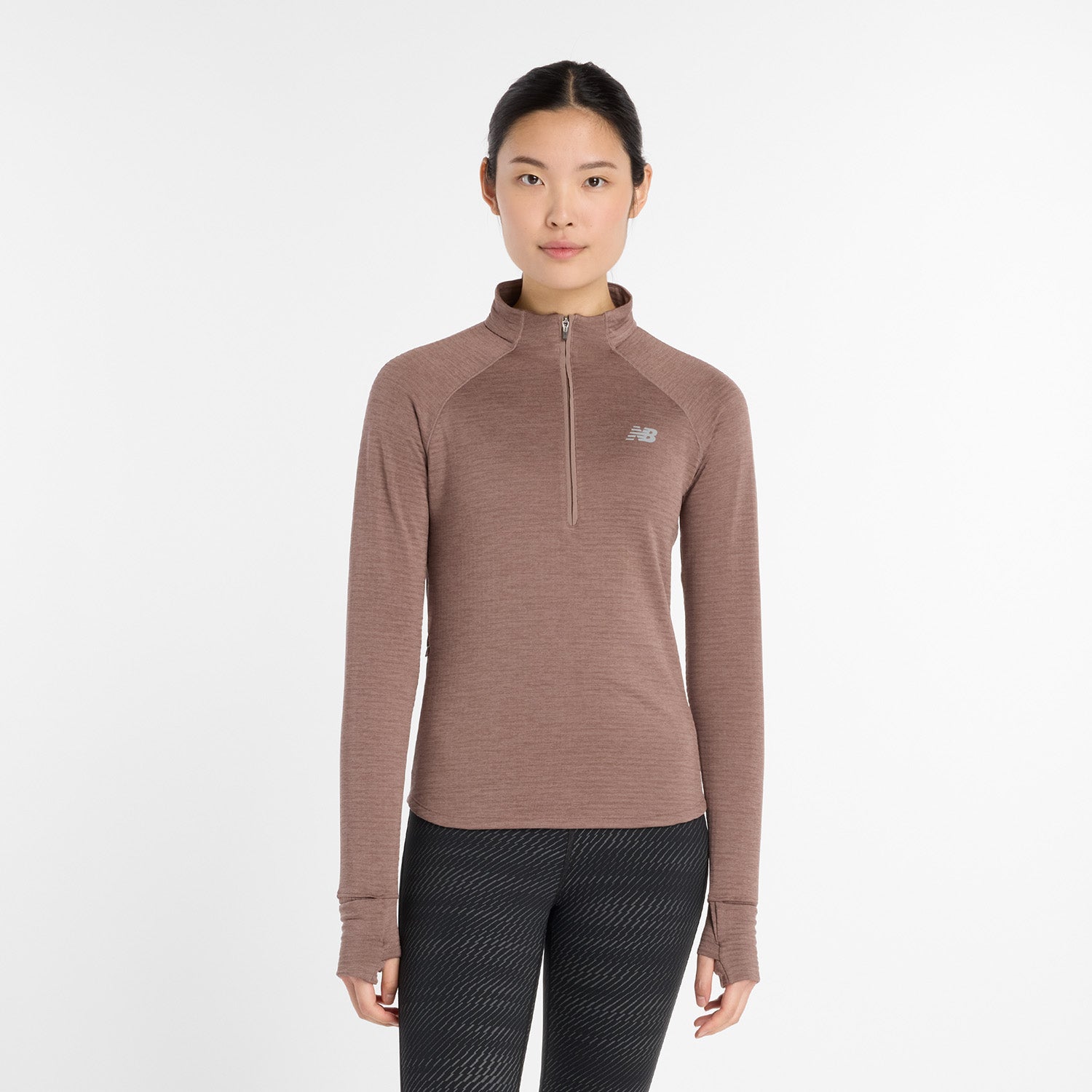 NEW BALANCE WOMEN'S HEAT GRID 1/2 ZIP - EARTH SHADOW XS