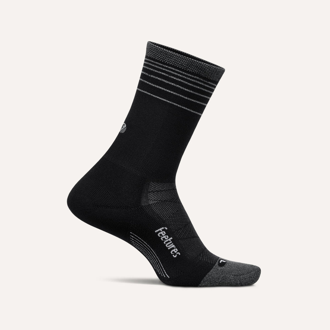 FEETURES ELITE LIGHT CUSHION REFLECTIVE MINI CREW - BLACK FLASH BLACK FLASH