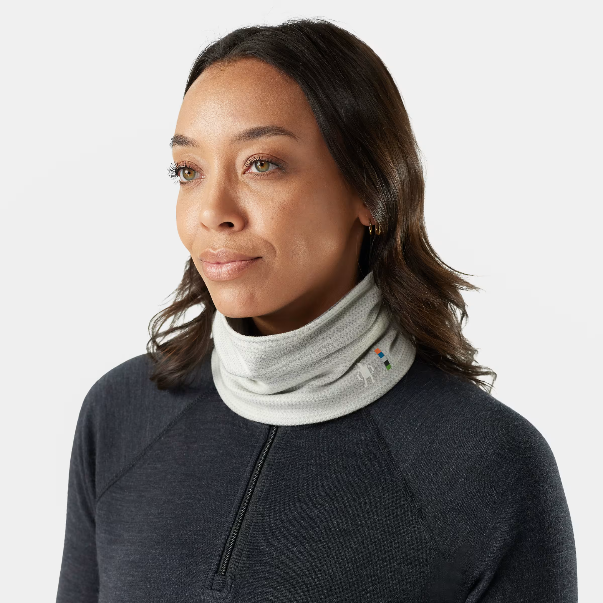 SMARTWOOL THERMAL MARINO REVERSIBLE NECK GAITER - LIGHT GRAY COLOR SHIFT