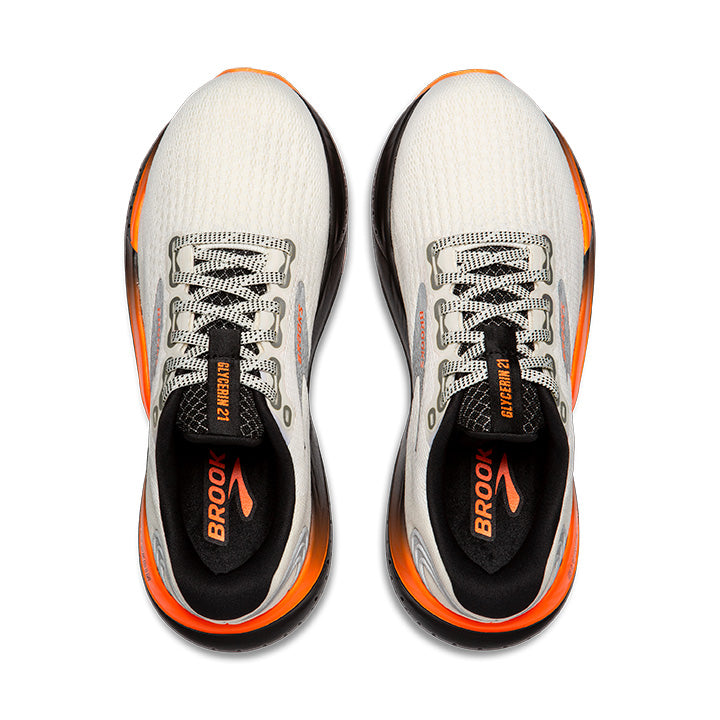 BROOKS MEN'S GLYCERIN 21 - D - 157 ECRU/ORANGE/BLACK 