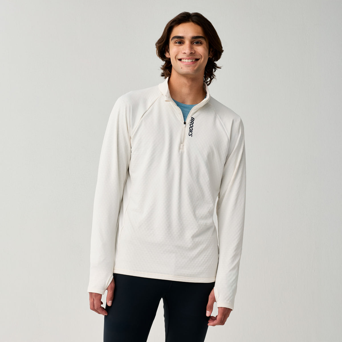 BROOKS MEN'S MOMENTUM THERMAL HALFZIP - BONE 278 BONE