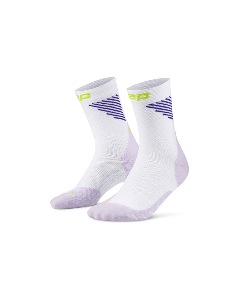CEP CORE RUN VERTICAL MID CUT SOCKS WHITE/LILAC/LIME