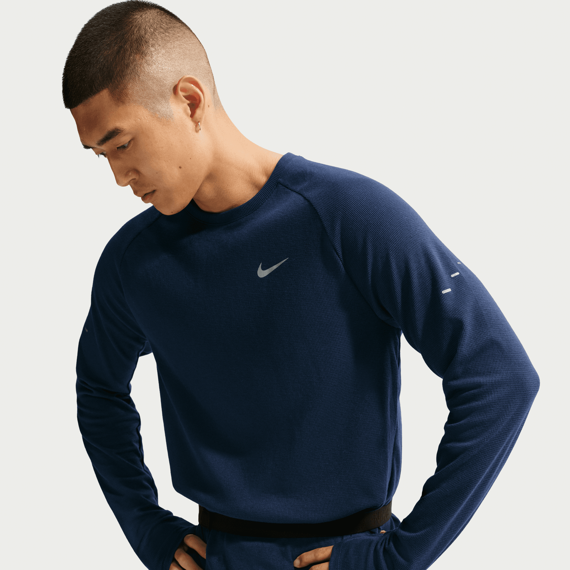 NIKE MEN'S DRI-FIT WAFFLE CREW - MIDNIGHT NAVY