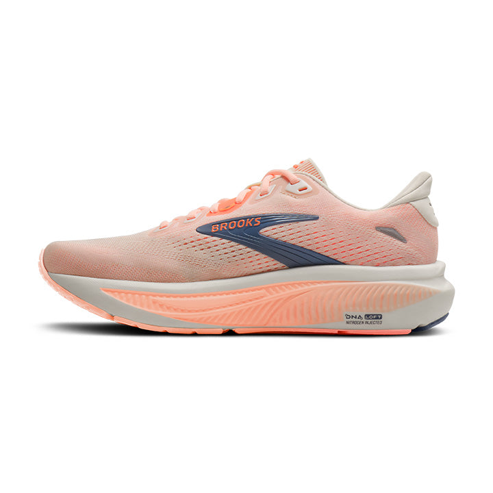 BROOKS WOMEN'S GHOST 18 - B - STAR WHITE/CYBER PEACH/GREY