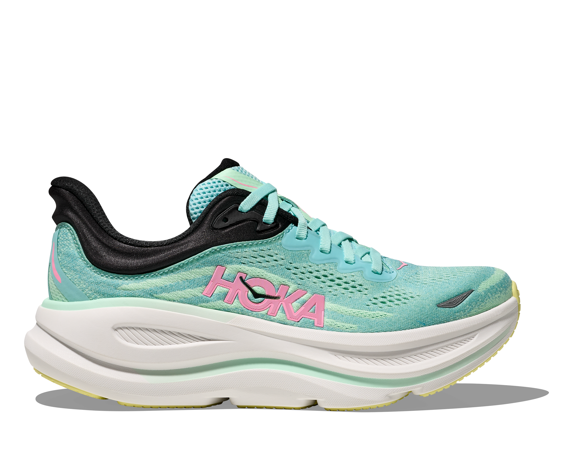 HOKA WOMEN'S BONDI 9 - WIDE D - BTF BLUE SPARK/MINT FLUORITE 5.0