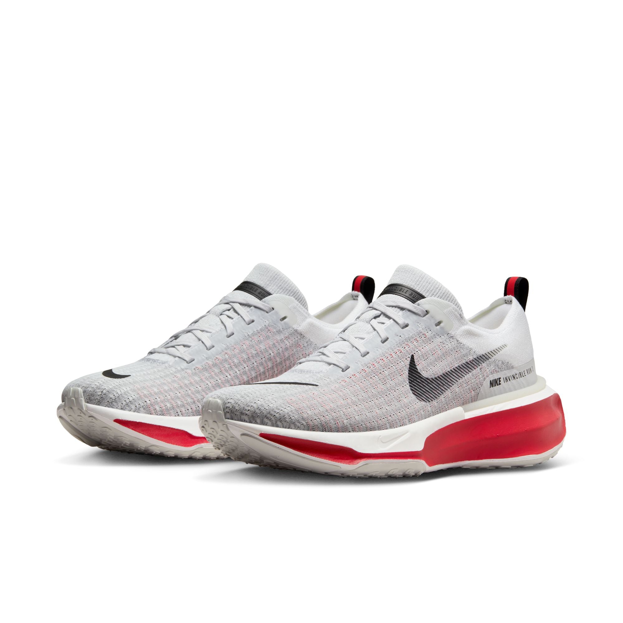 NIKE MEN'S INVINCIBLE RUN 3 - D - 102 WHITE/BLACK-FIRE RED 