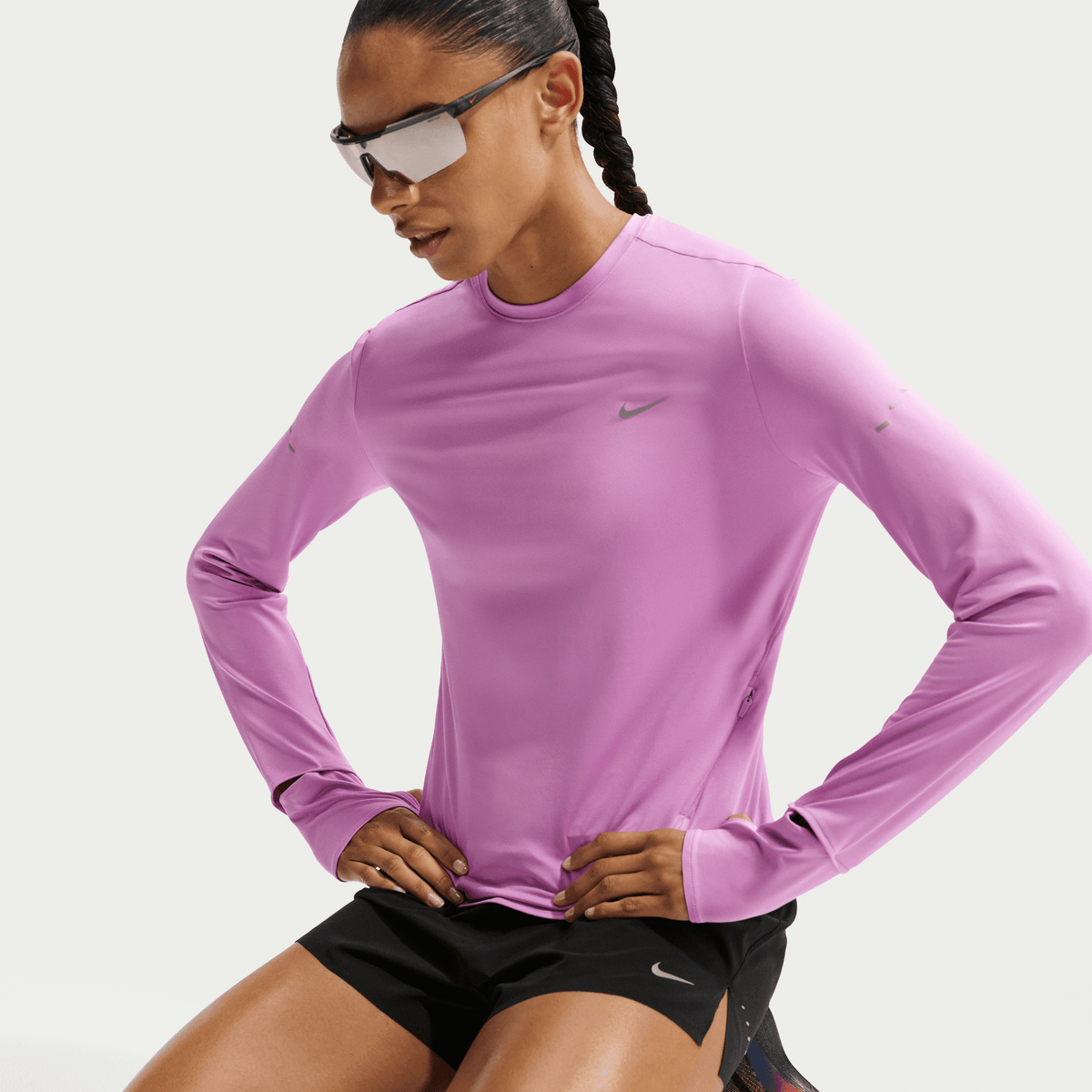 WOMEN'S DRI-FIT SWIFT UV LS - MAGENTA/SILVER | Performance Running ...
