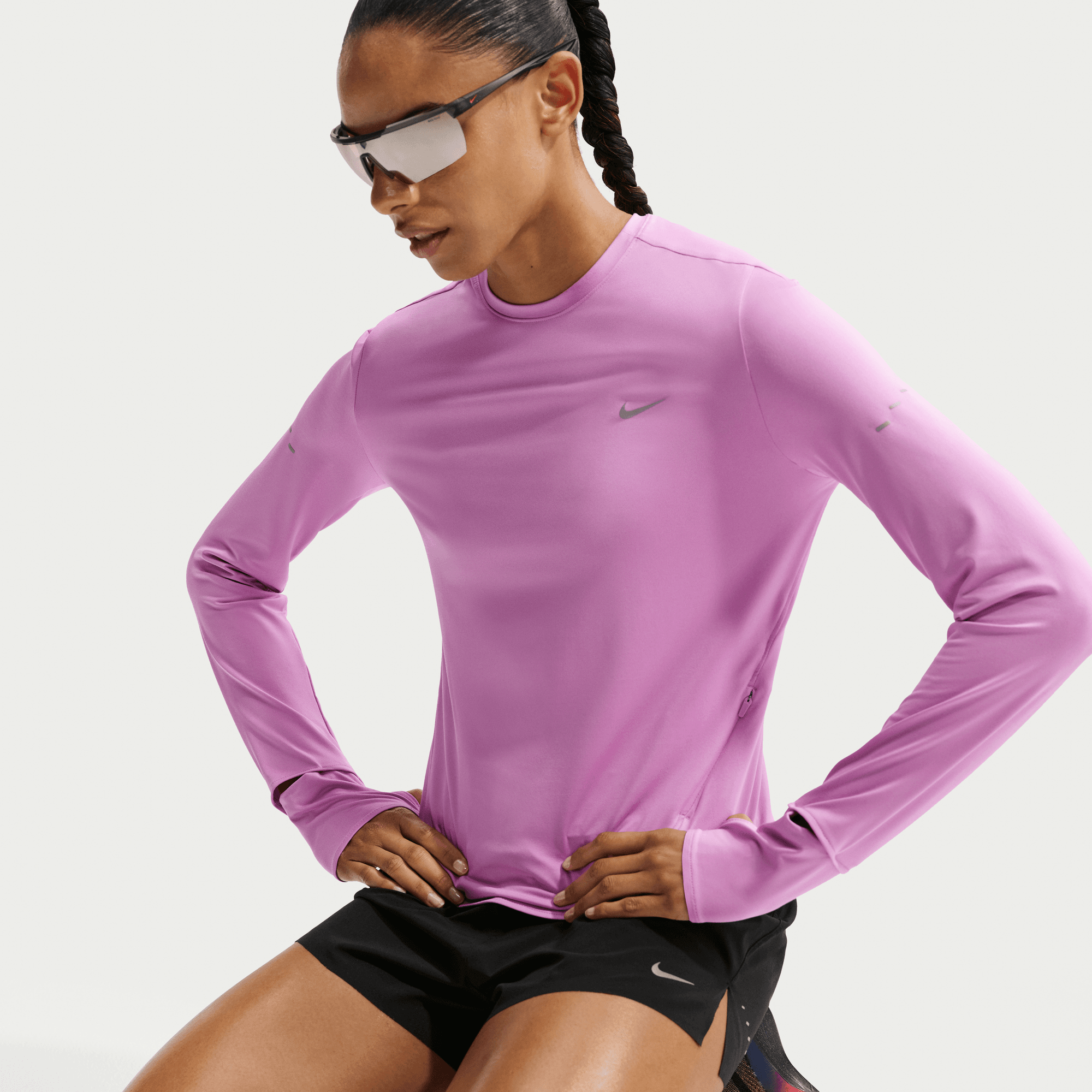 WOMEN'S DRI-FIT SWIFT UV LS - MAGENTA/SILVER