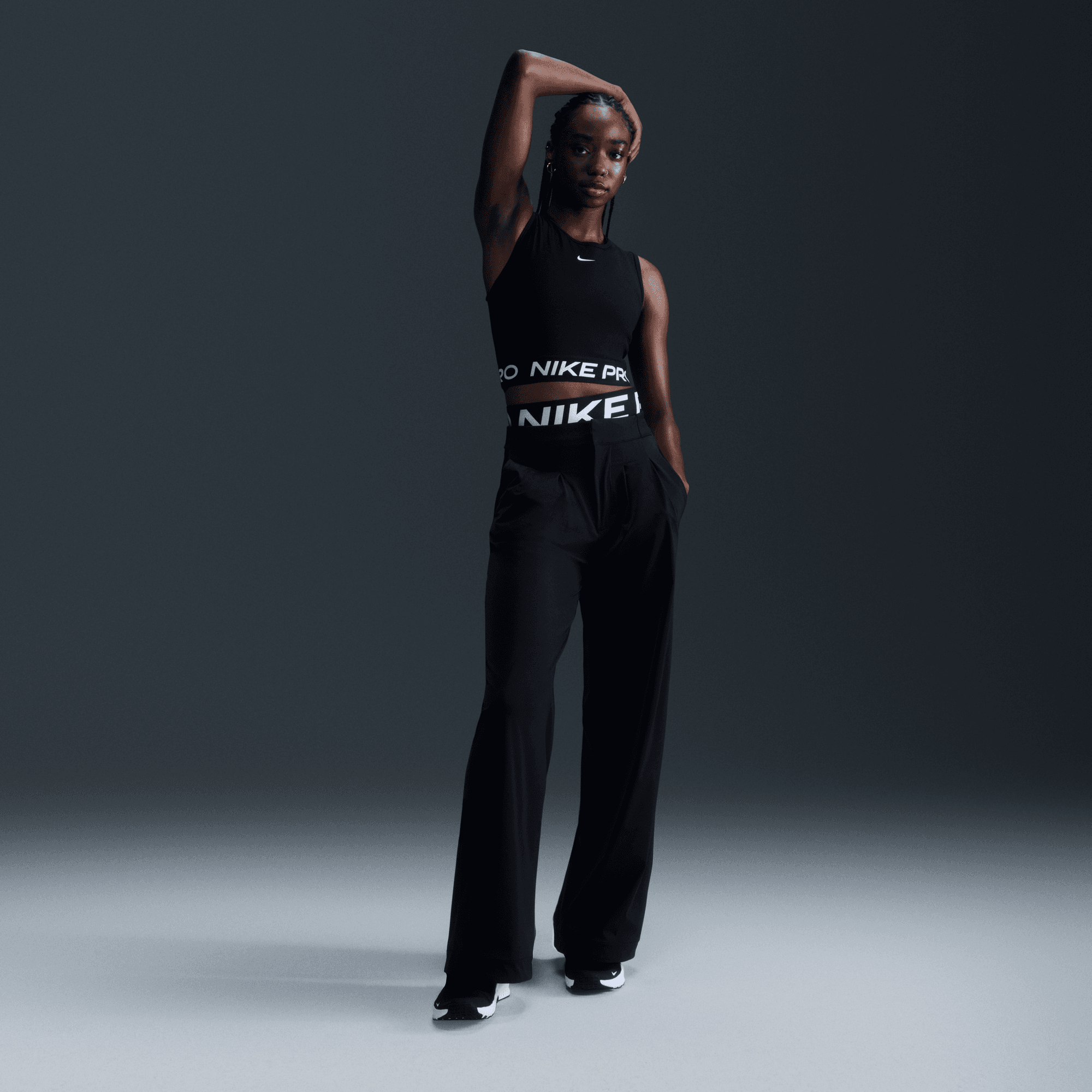 NIKE WOMEN'S PRO DRI-FIT CROPPED TANK - BLACK
