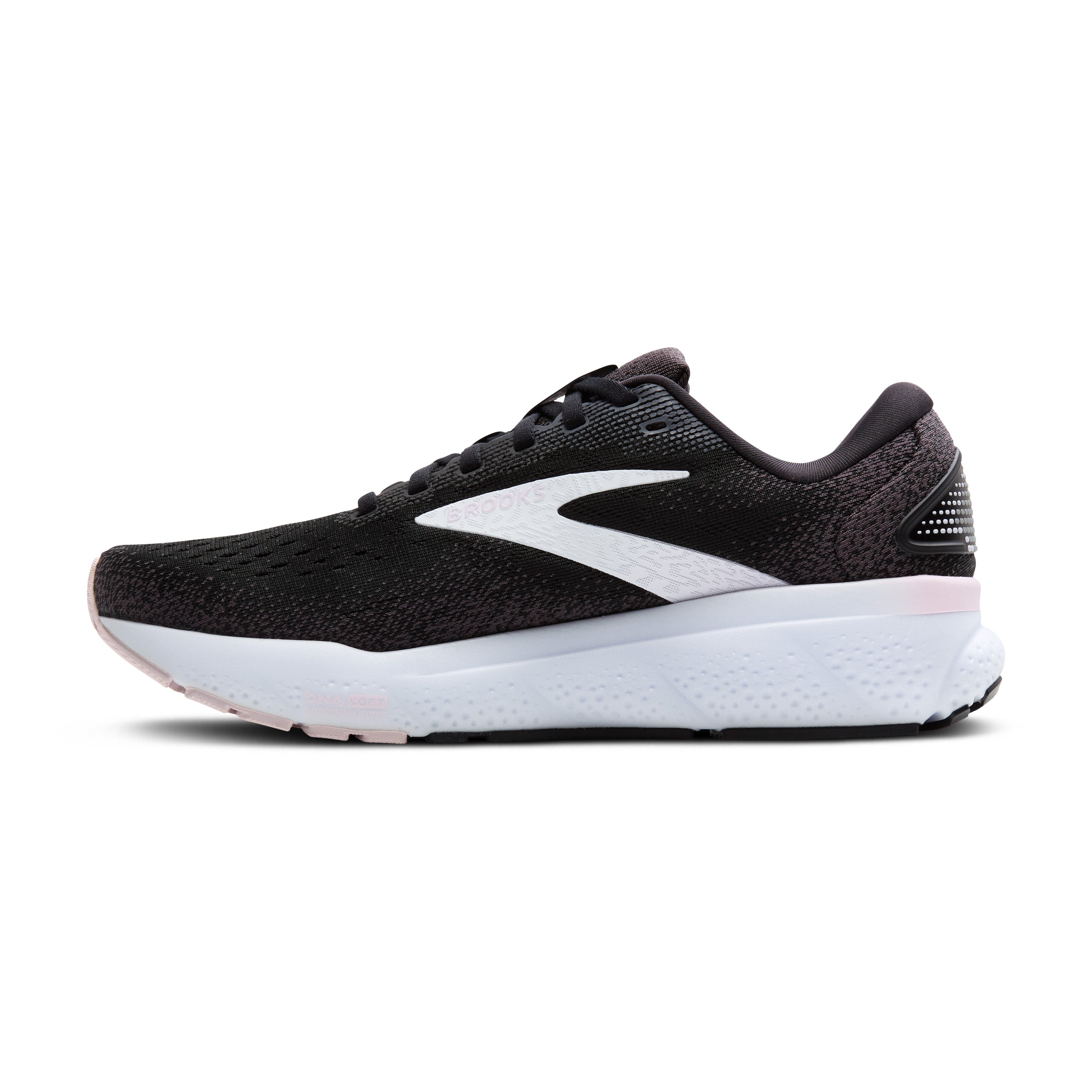 BROOKS WOMEN'S GHOST 16 - B - 077 BLACK/WHITE/ORCHID ICE