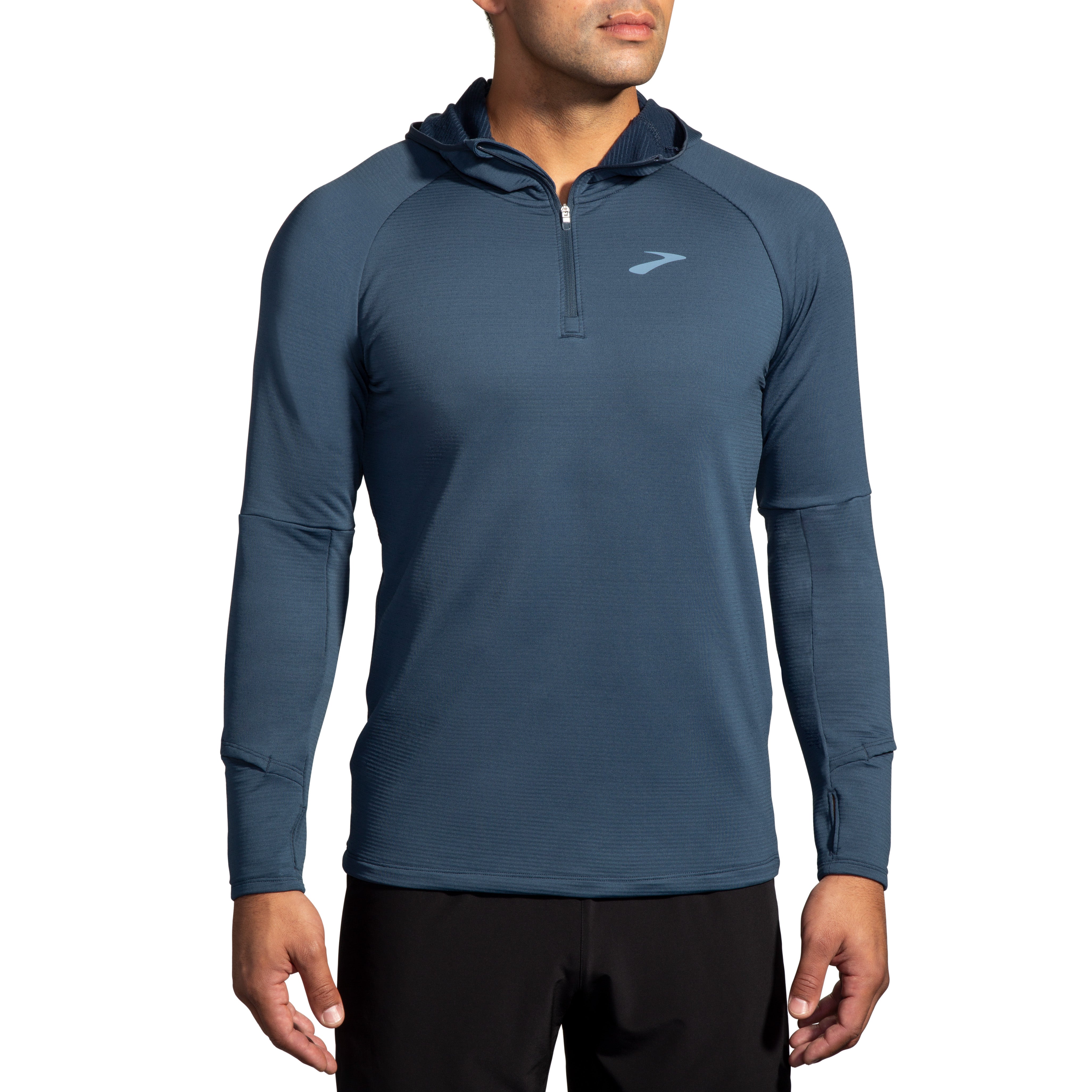 BROOKS MEN'S NOTCH THERMAL HOODIE 2.0 - 455 BLUE SLATE XS