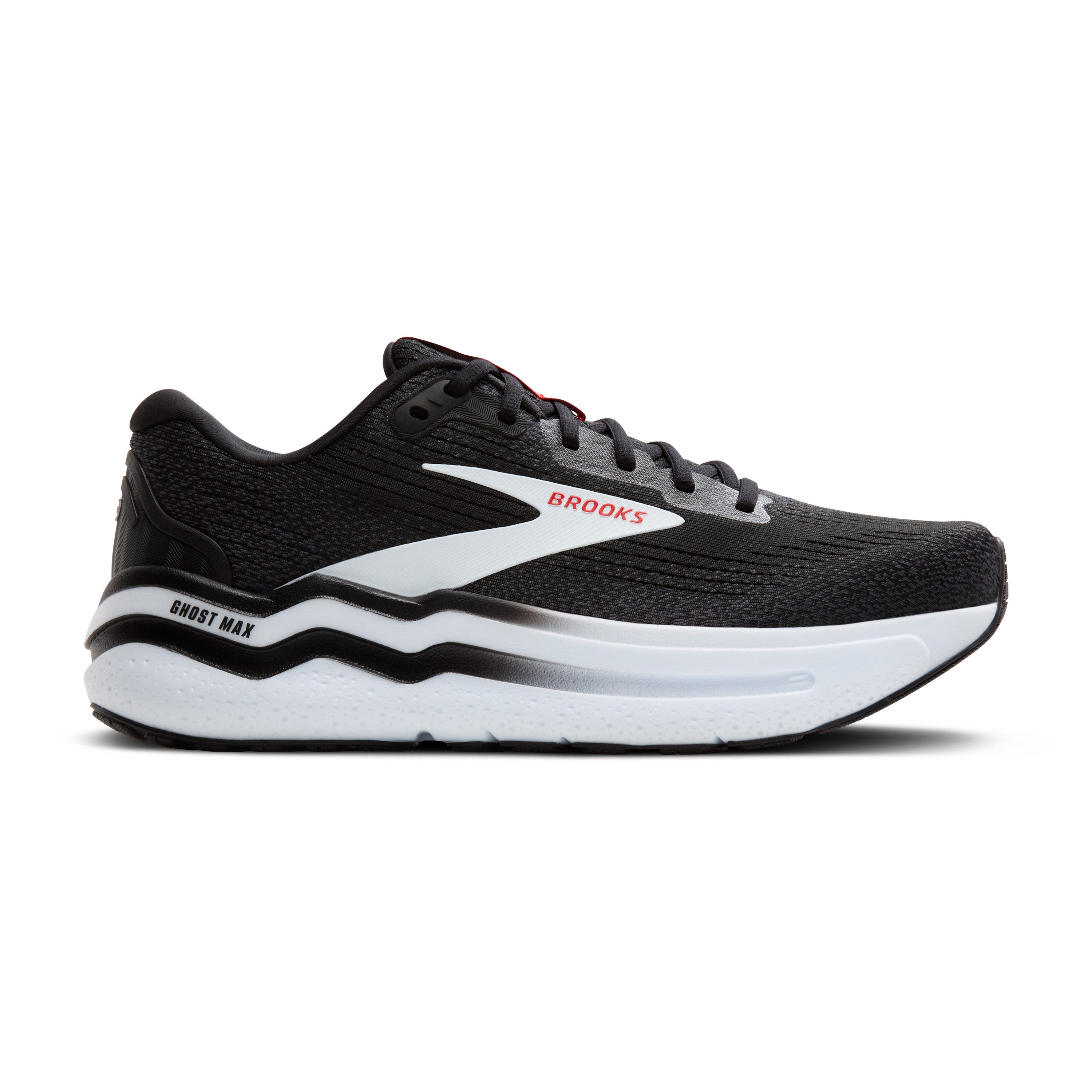 BROOKS MEN'S GHOST MAX 2 - D - 027 BLACK/WHITE/FIERY RED 7.0