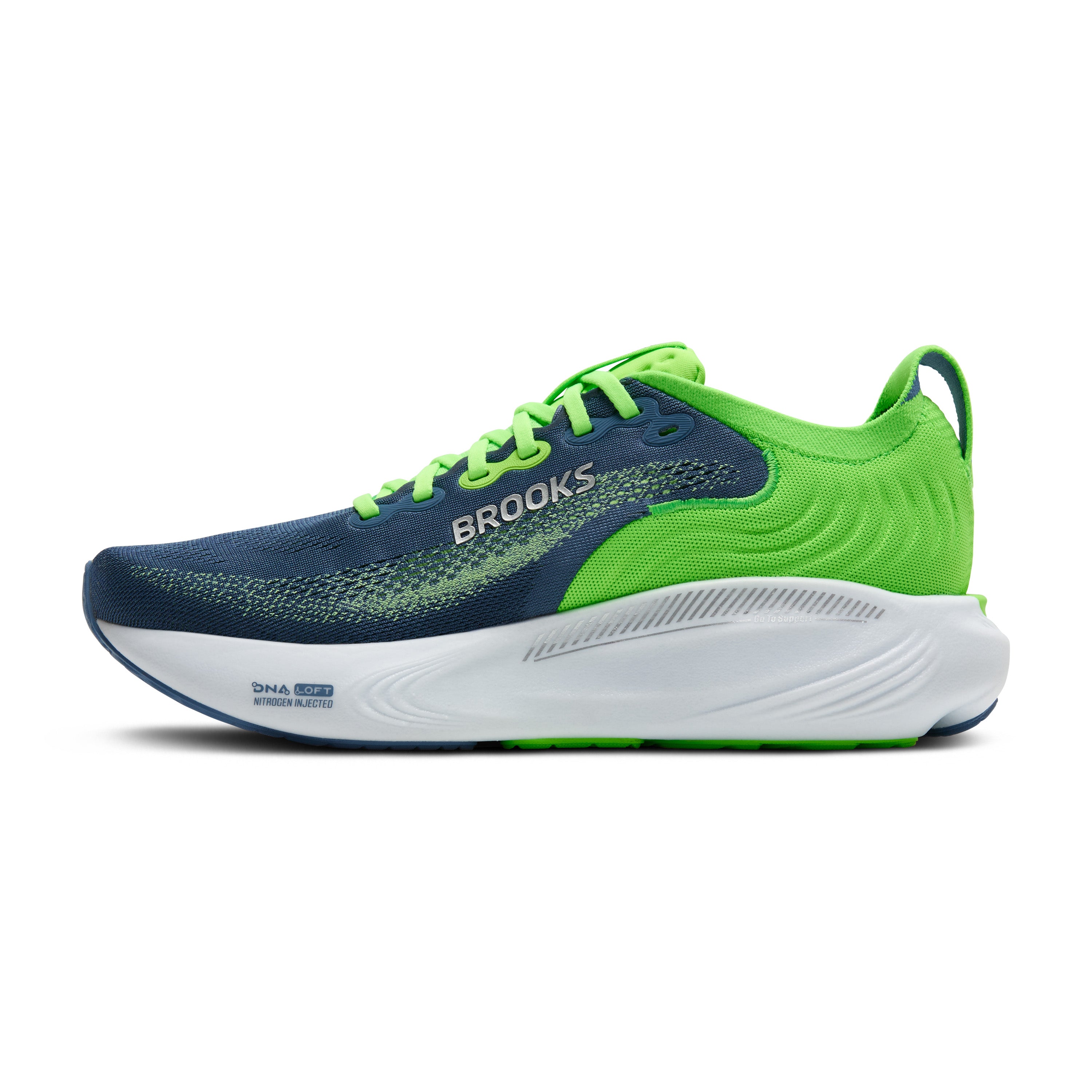 BROOKS MEN'S ADRENALINE GTS 25 - D - GREEN/MOONLIGHT - SIZE 9.0