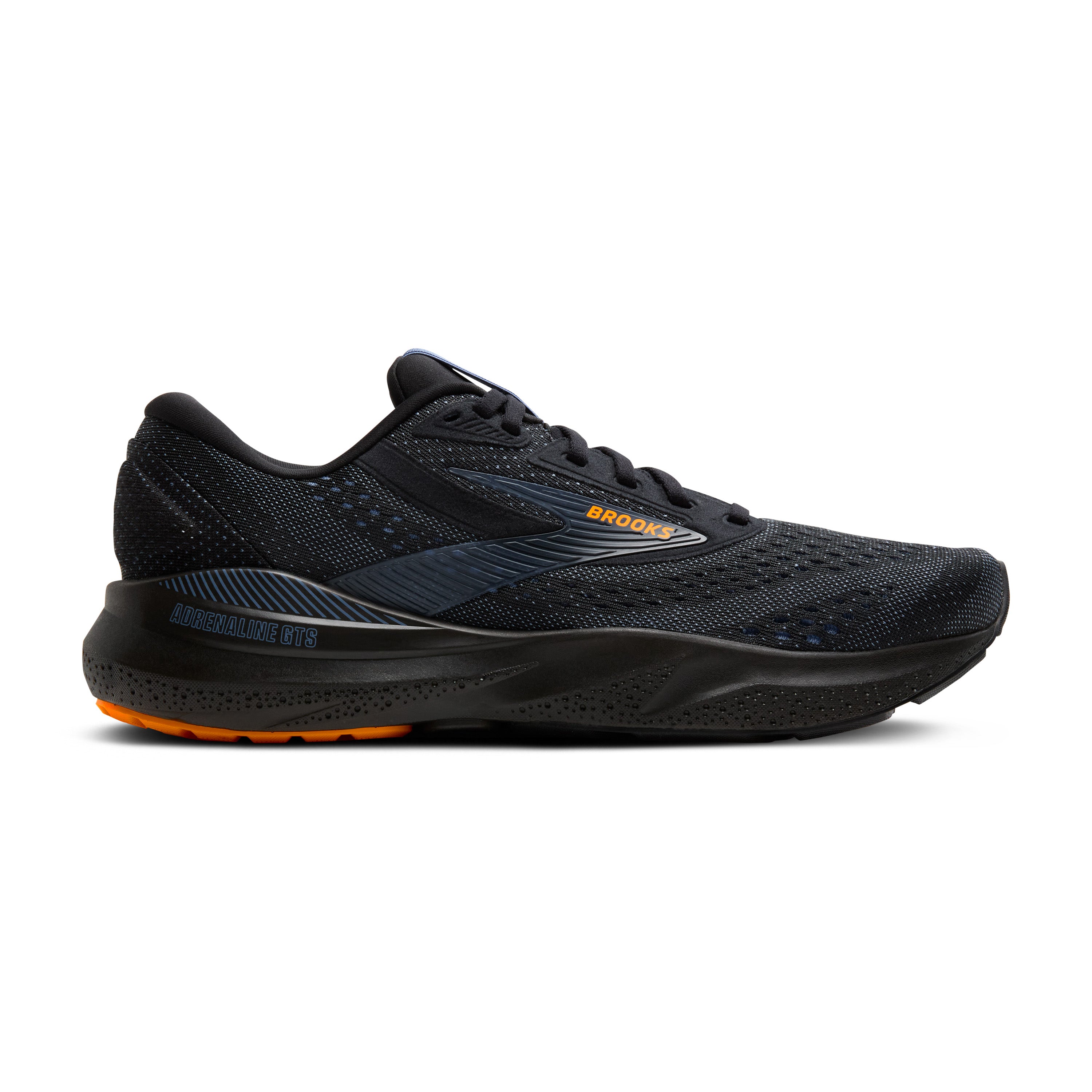 BROOKS MEN'S ADRENALINE GTS 24 - D - 076 BLACK/COUNTRY BLUE/ORANGE 7.0