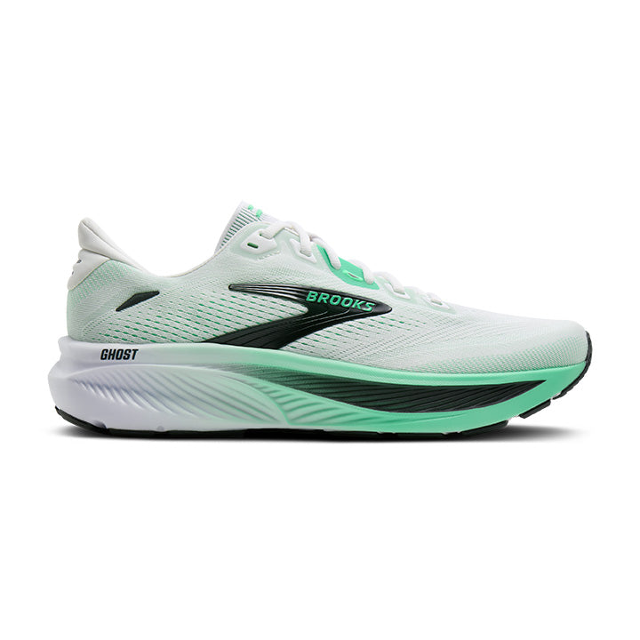 BROOKS MEN'S GHOST 18 - D - WHITE/SPRING BUD/SPRUCE 7.0