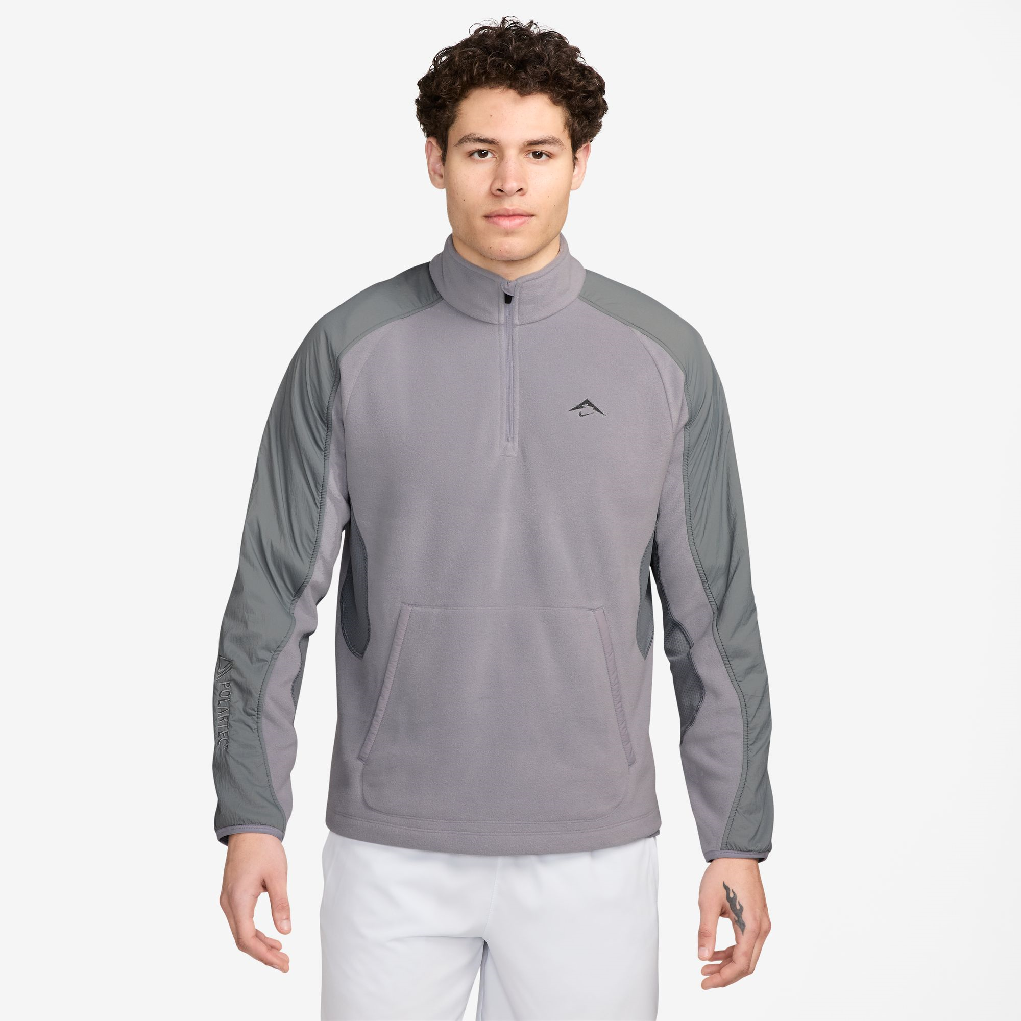 MEN'S 1/4-ZIP FLEECE POLARTEC LONG SLEEVE 078 CEMENT GREY/SMOKE GREY/BLACK