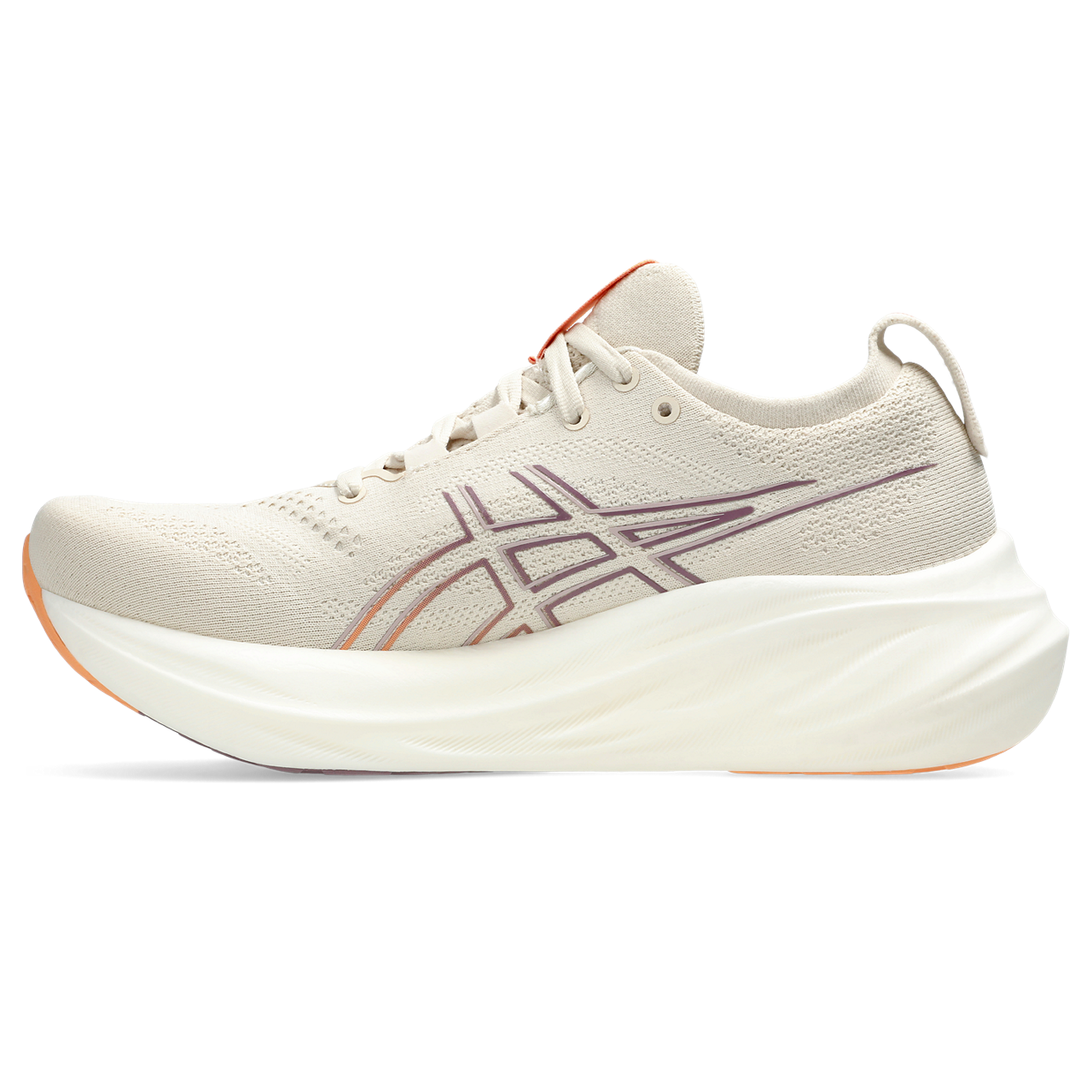 ASICS WOMEN'S NIMBUS 26 - B - 250 OATMEAL/FADED ORANGE 