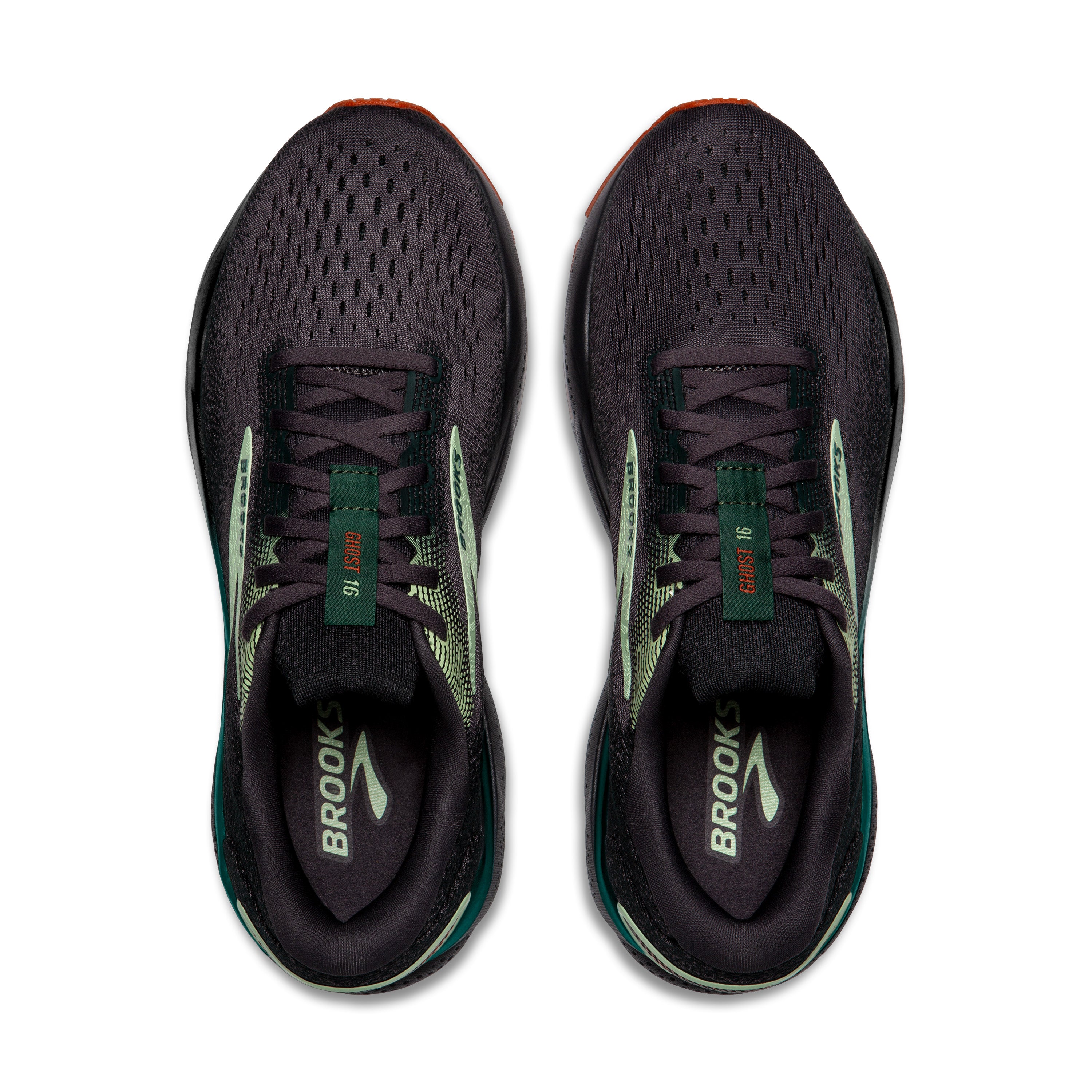 BROOKS MEN'S GHOST 16 - D - 038 BLACKENED PEARL/JUNE BUG/GREEN 