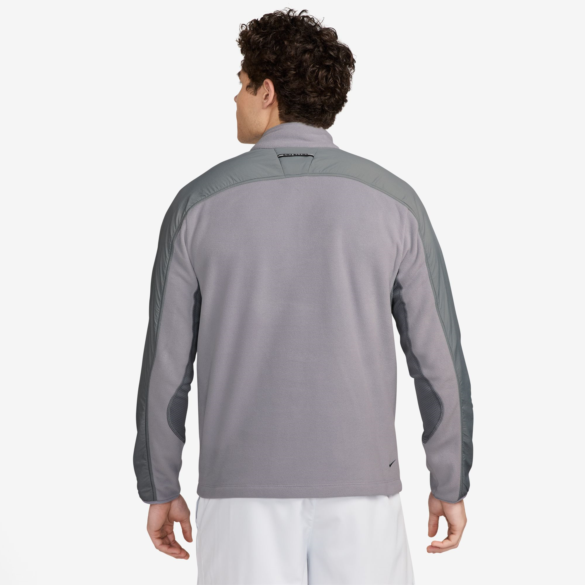 NIKE MEN'S 1/4-ZIP FLEECE POLARTEC LONG SLEEVE - 078 CEMENT GREY/SMOKE GREY/BLACK 