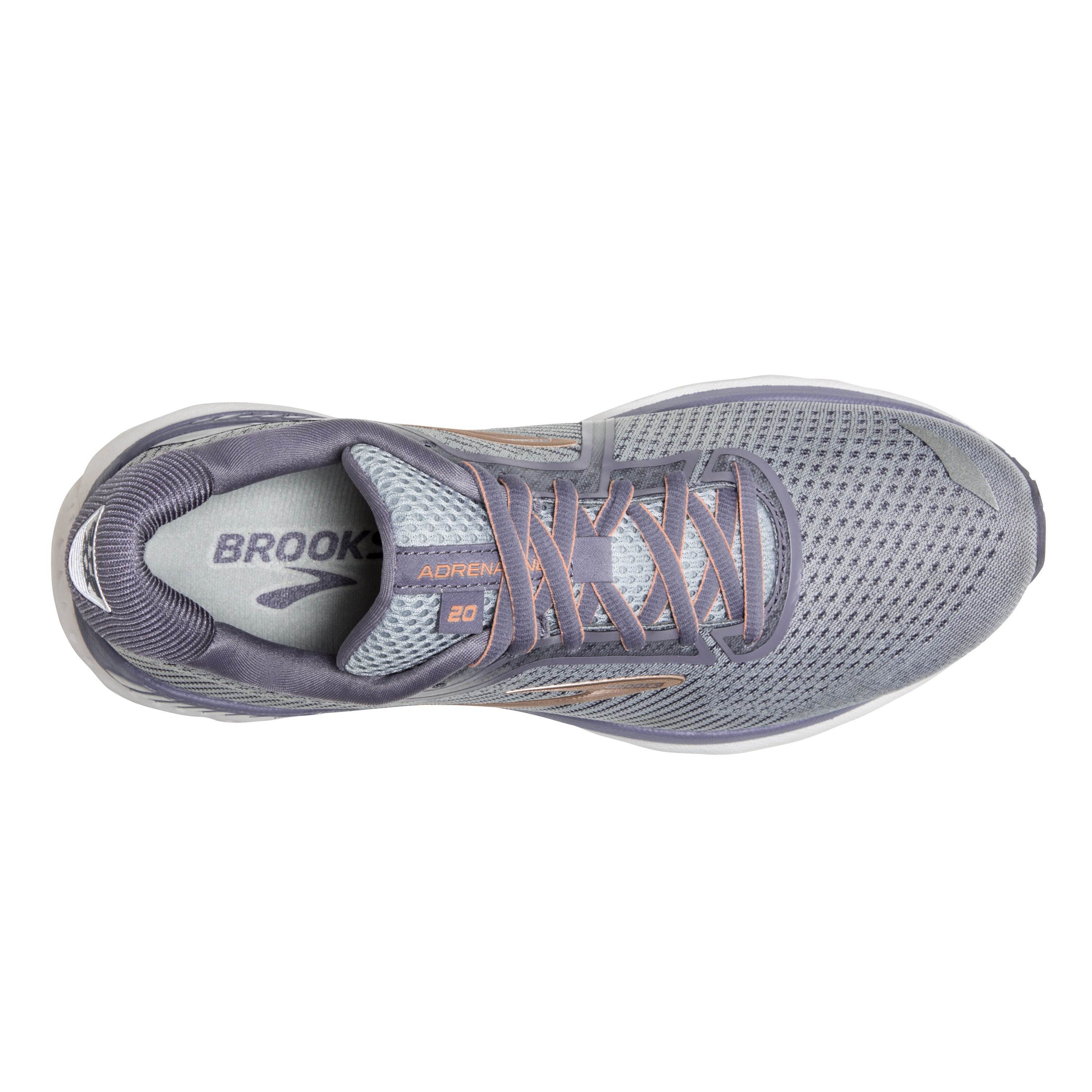 BROOKS WOMEN'S ADRENALINE 20 - B - GRAY/PEACH/WHITE - 5.0 