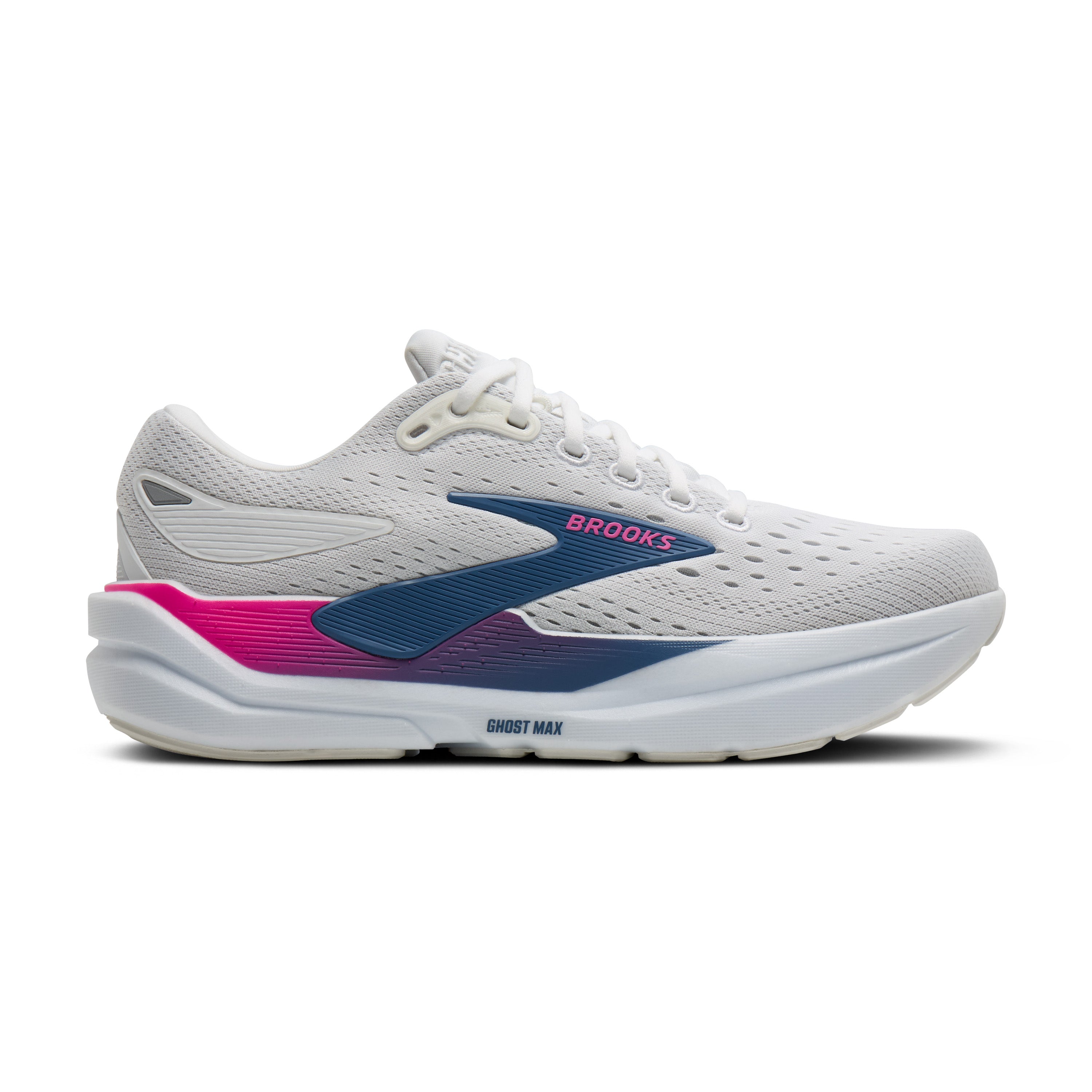 BROOKS WOMEN'S GHOST MAX 3 - B - WHITE/MOONLIGHT/PINK 5.0