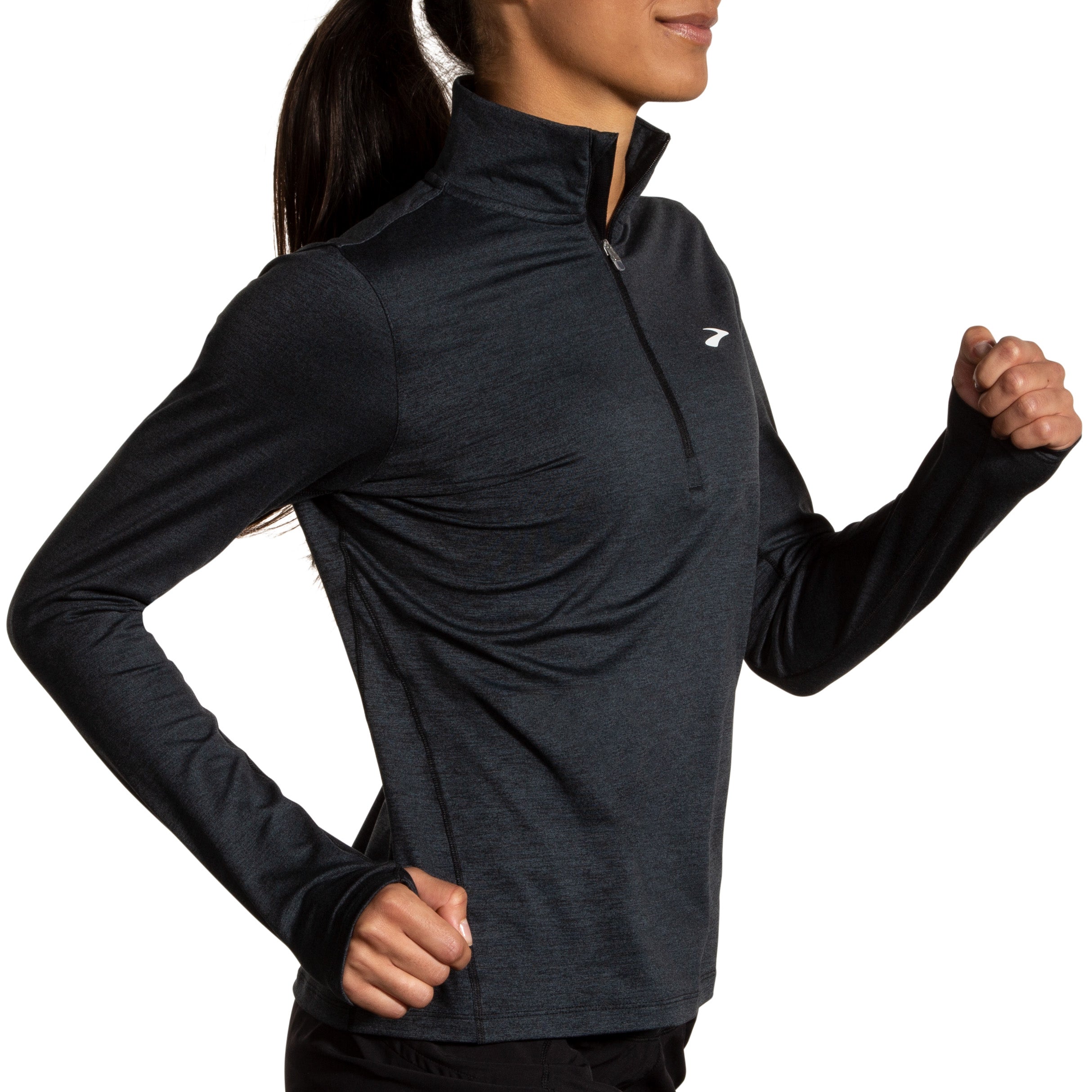 BROOKS WOMEN'S DASH 1/2 ZIP 2.0 - HEATHER BLACK 