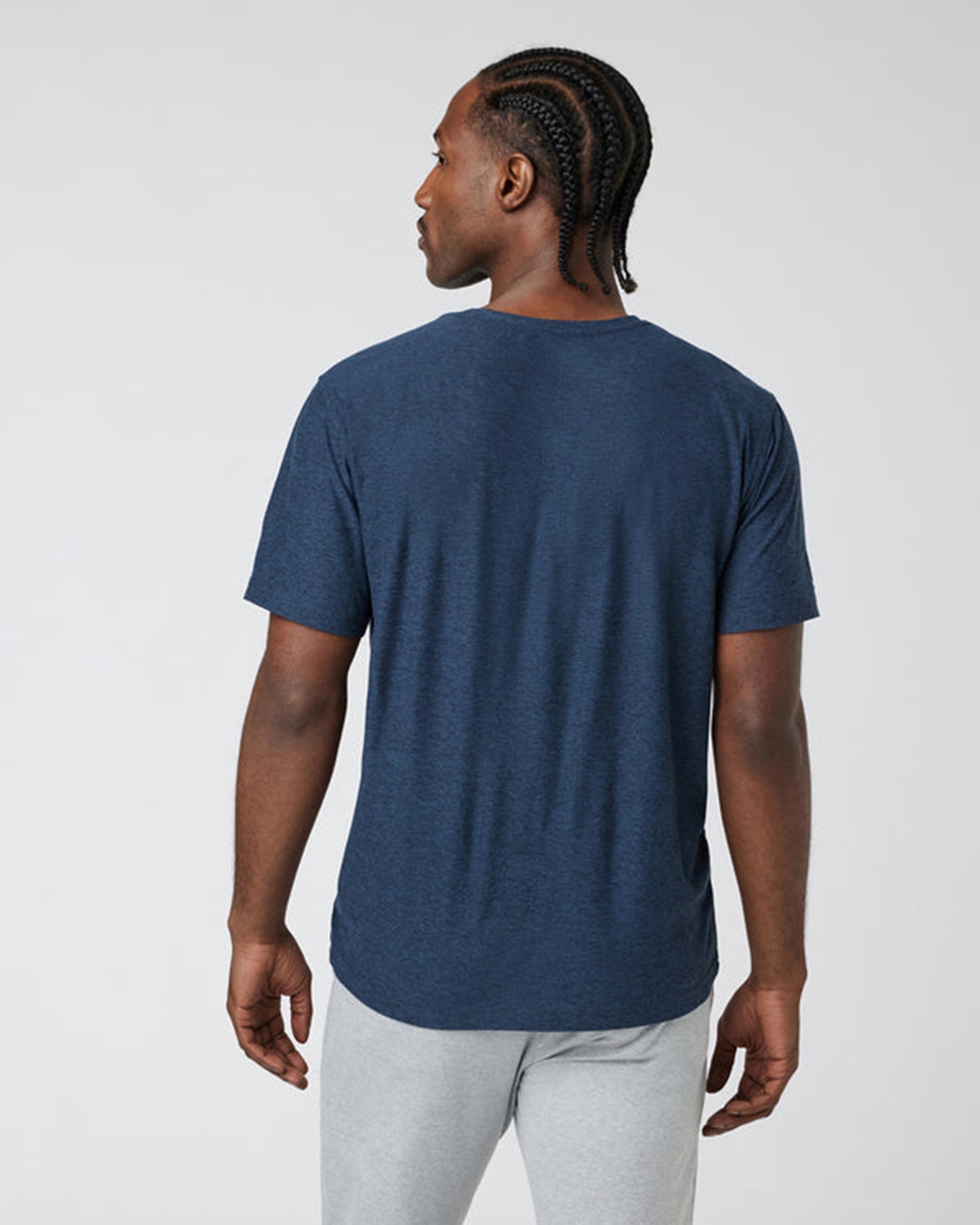 VUORI MEN'S STRATO TECH TEE -  NAVY HEATHER 